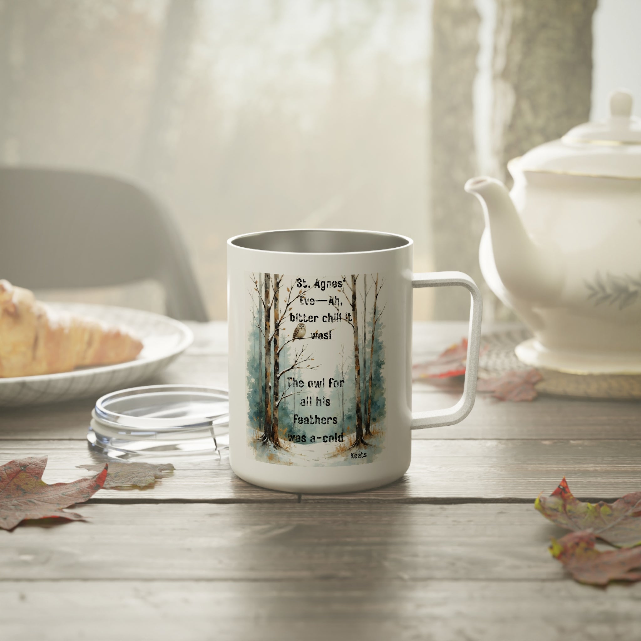 Mug- St Agnes Eve, Ah-Bitter Chill Owl in Snowy Woods Design