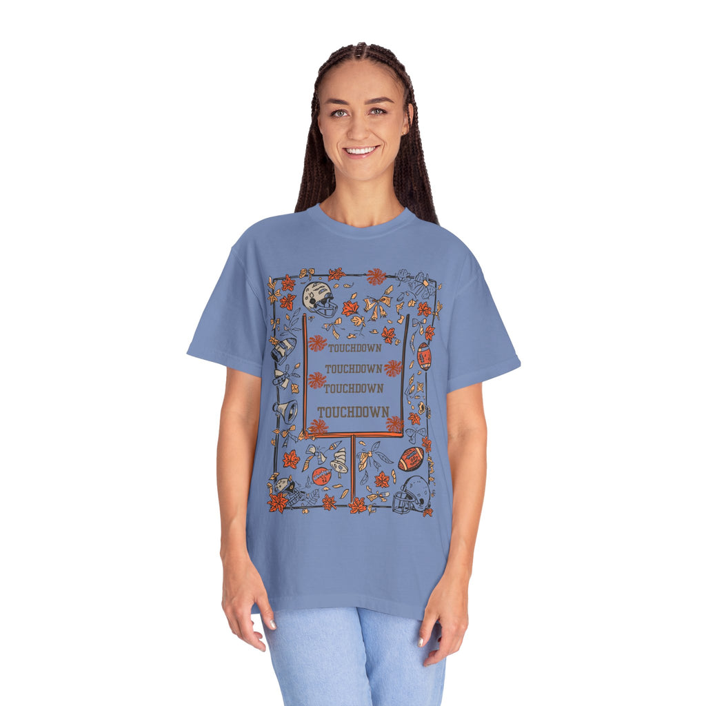 Football Season Graphic Tee, Unisex Garment-Dyed T-Shirt,  Fall Fashion, Holiday Apparel,