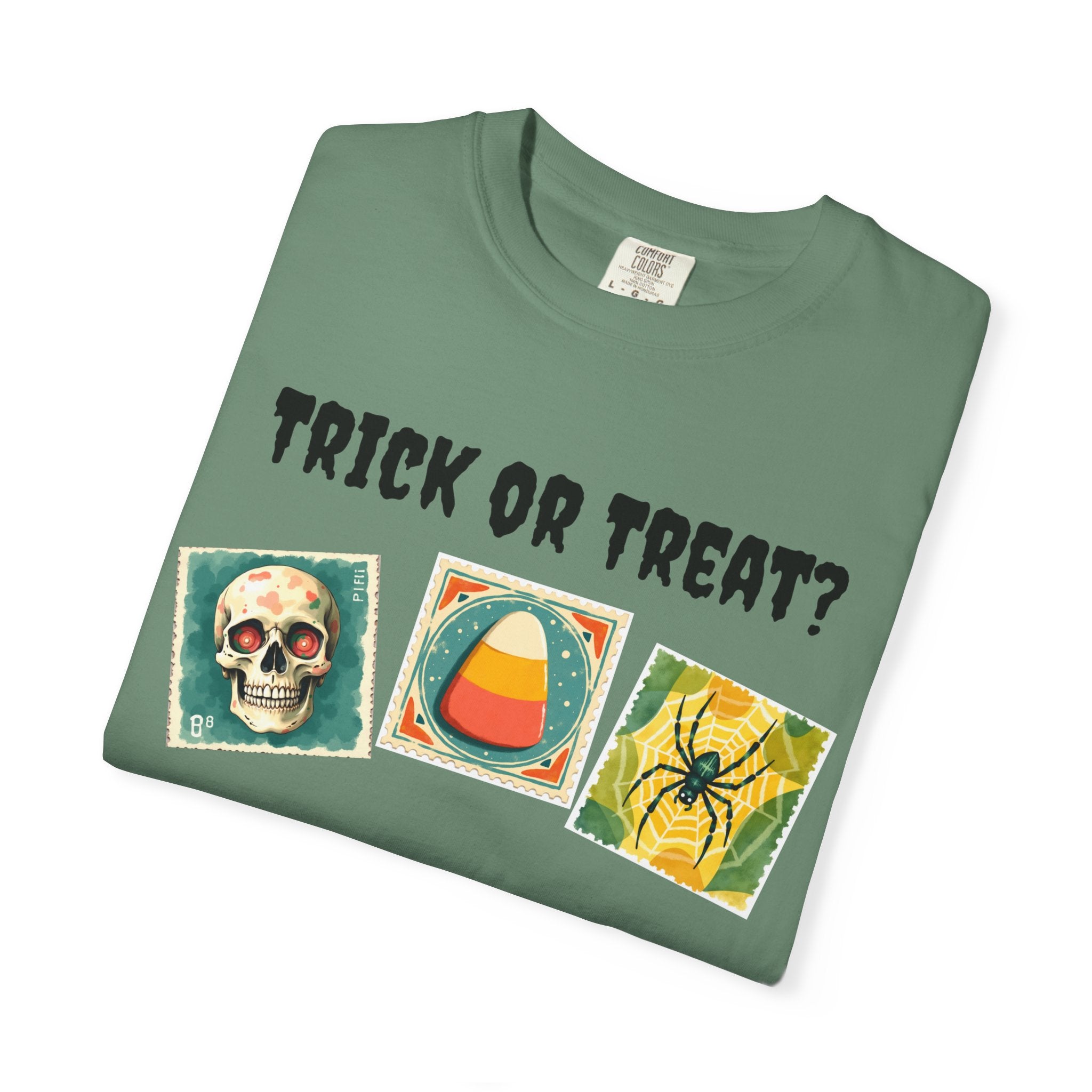 Trick or Treat-That is The Question. Skull, candy corn, and Spider