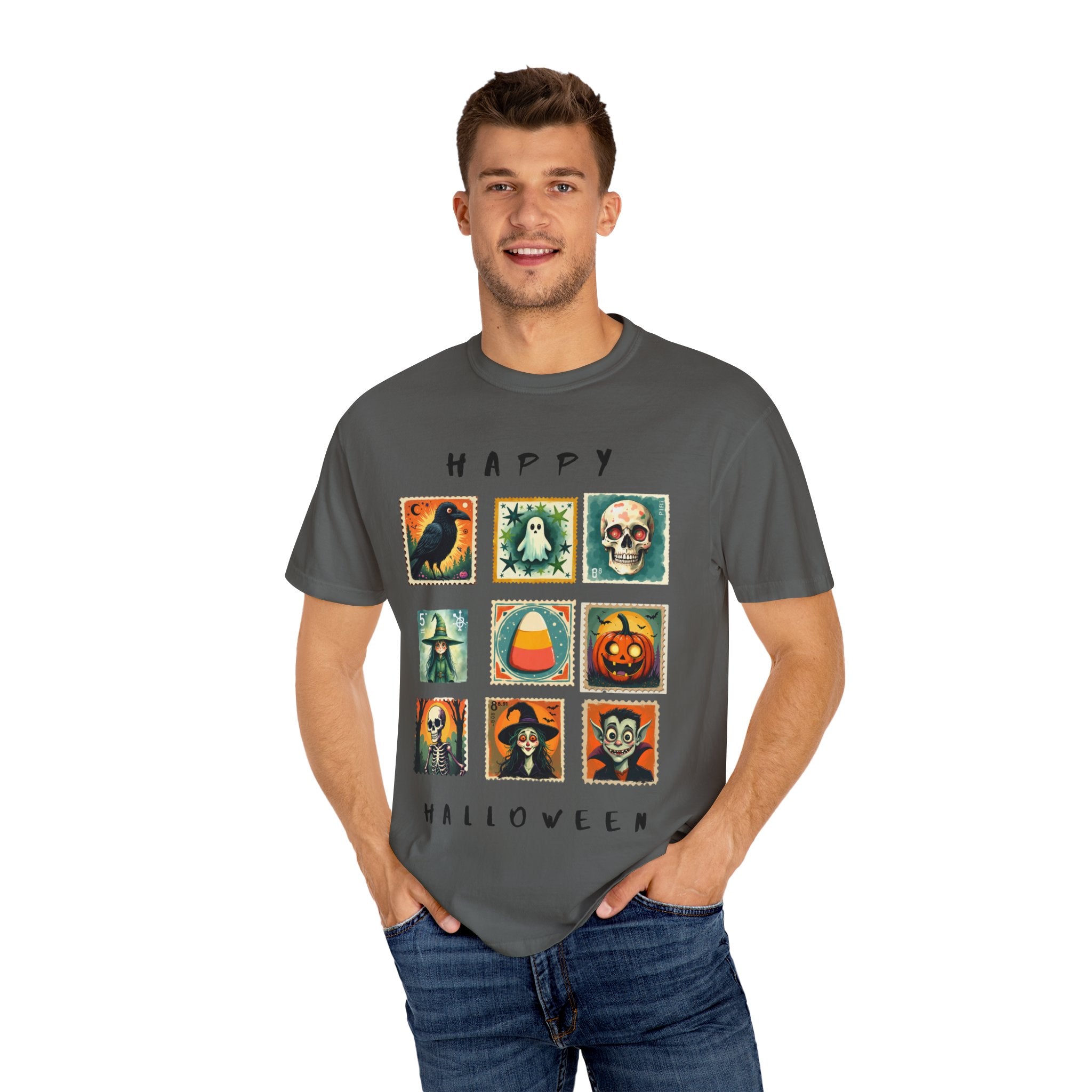 Halloween Graphic Tee, Unisex Garment-Dyed T-Shirt, Spooky Shirt, Halloween Costume, Fall Fashion, Holiday Apparel