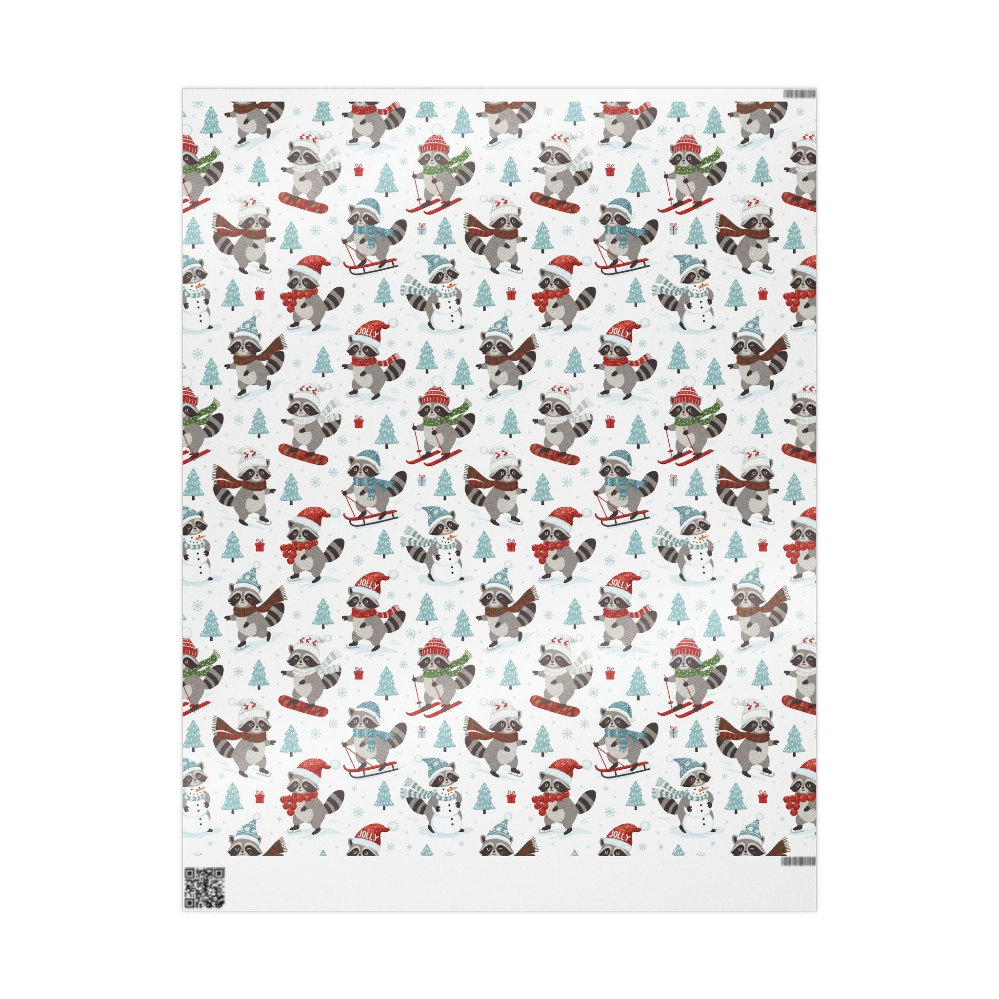 Cute Raccoon Holiday Wrapping Paper — Winter Snowforest Gift Wrap