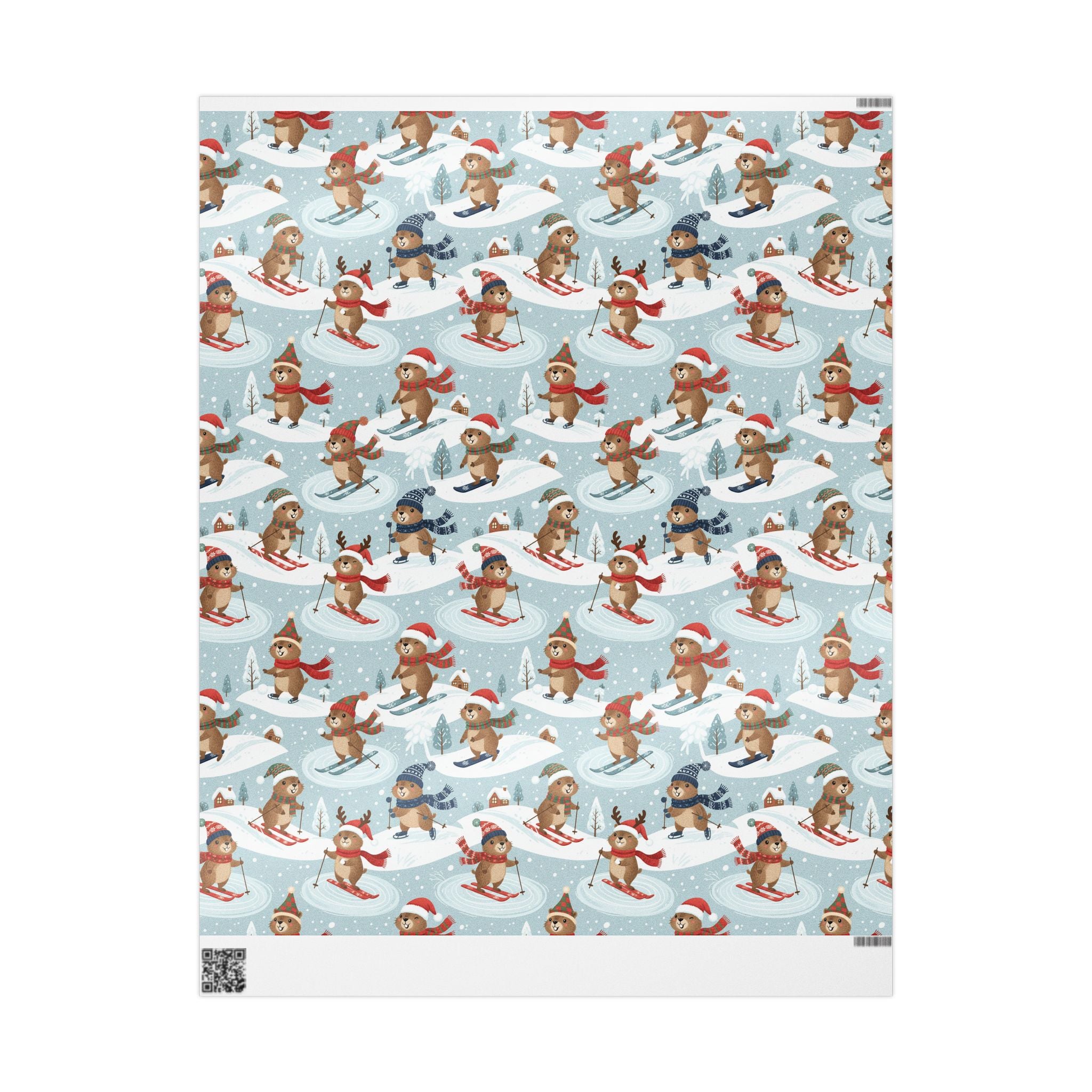 Christmas Groundhog Skiing Wrapping Paper — Cute Winter Holiday Gift Wrap