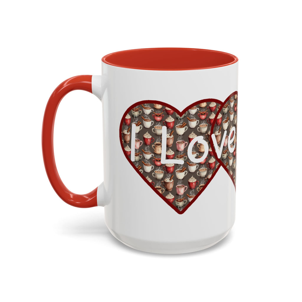 Coffee Mug - Cute Christmas Hearts with I Love Coffee