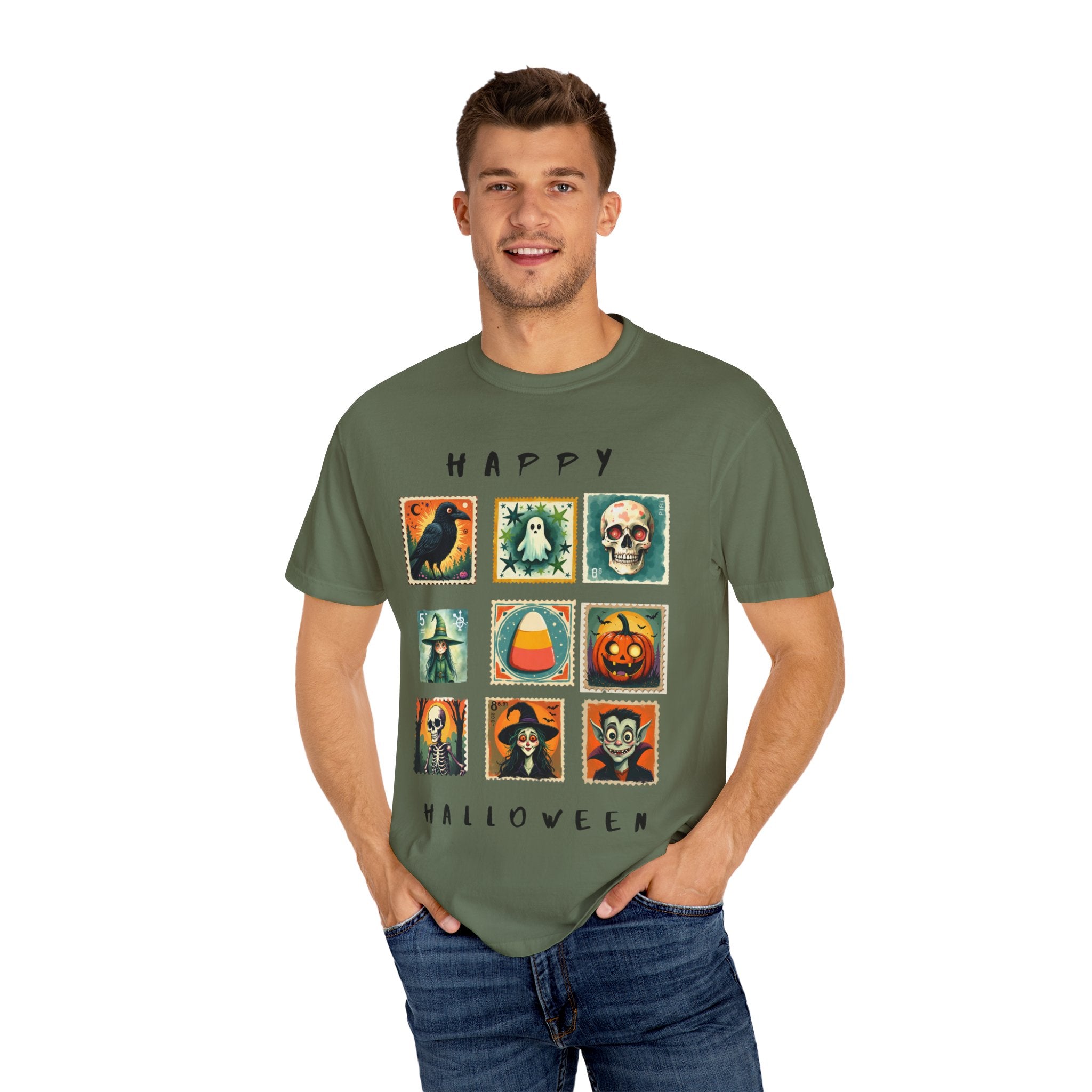 Halloween Graphic Tee, Unisex Garment-Dyed T-Shirt, Spooky Shirt, Halloween Costume, Fall Fashion, Holiday Apparel