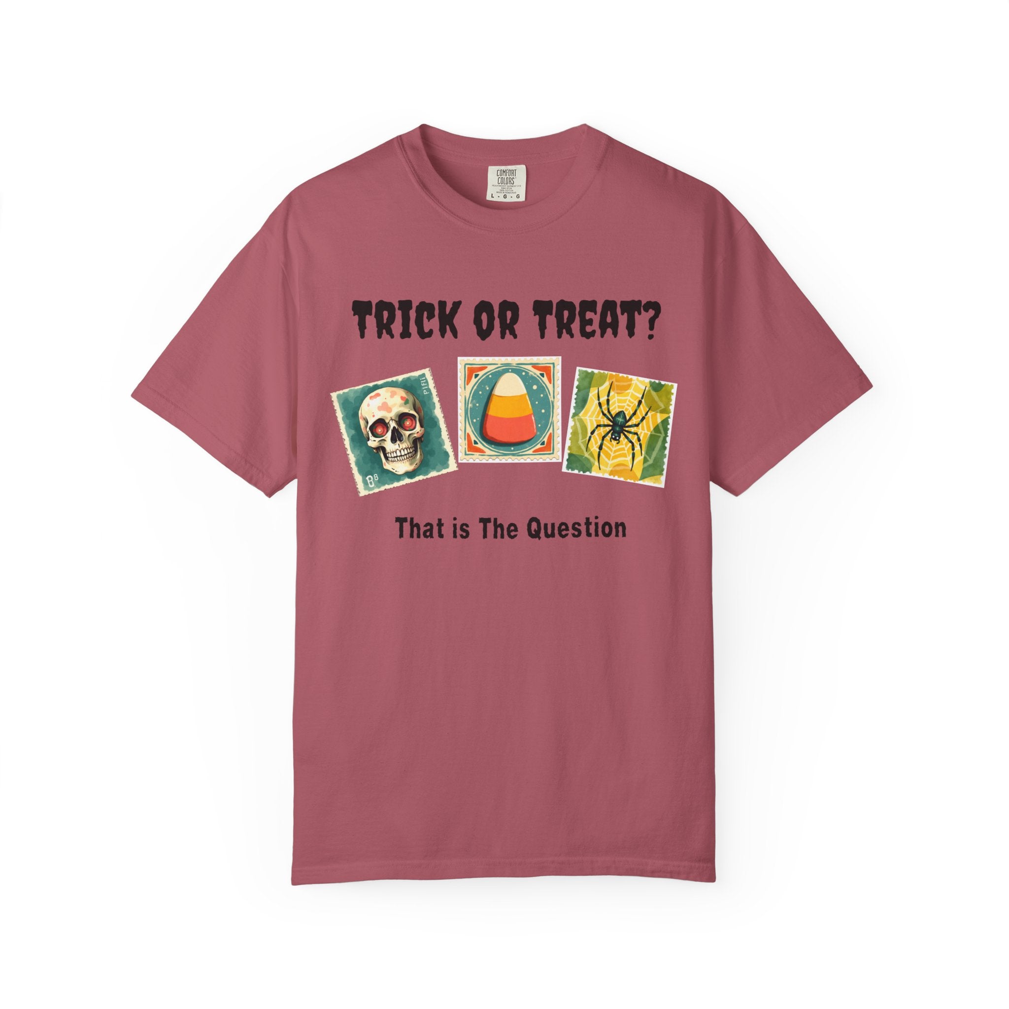 Trick or Treat-That is The Question. Skull, candy corn, and Spider