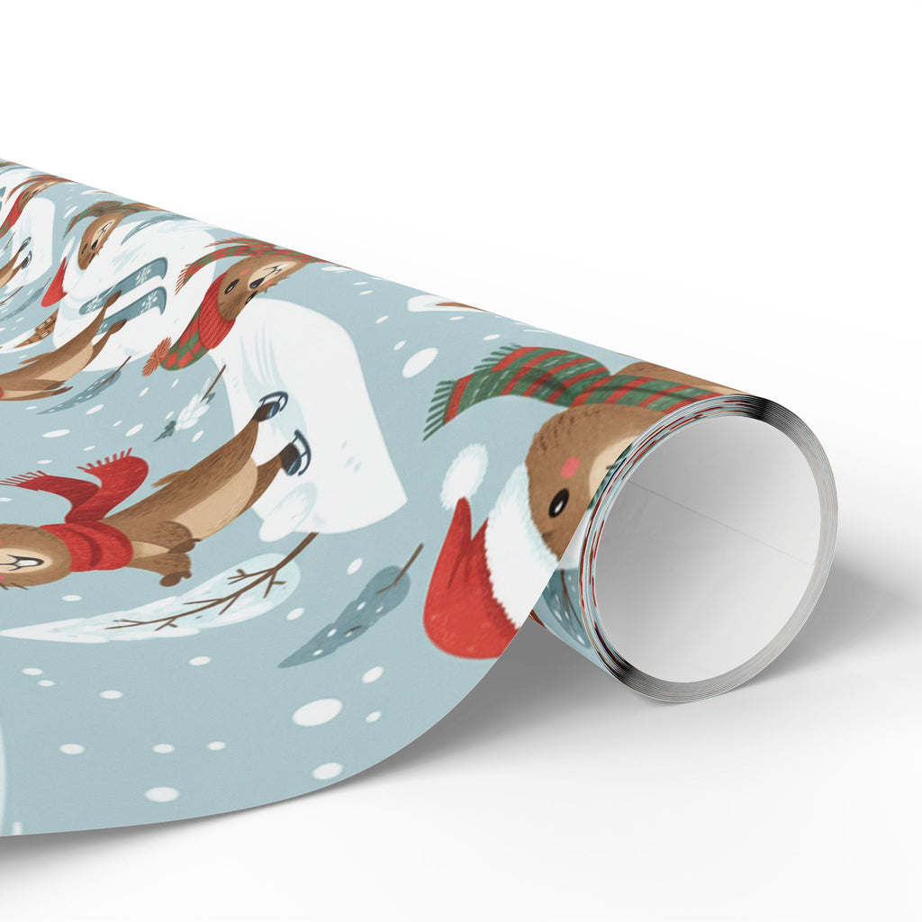 Christmas Groundhog Skiing Wrapping Paper — Cute Winter Holiday Gift Wrap