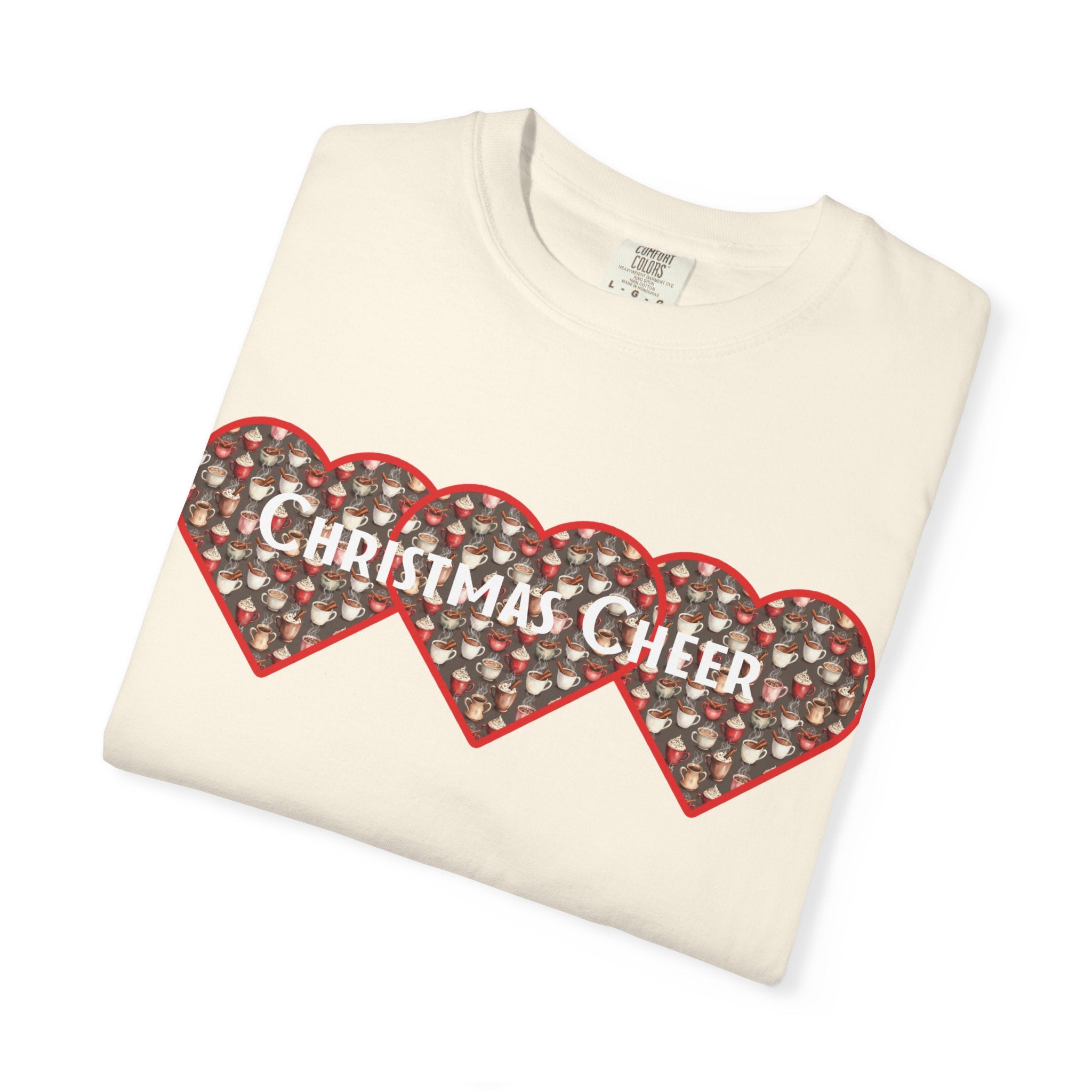 Christmas Cheer Unisex T-shirt with Interlocking Hearts Design