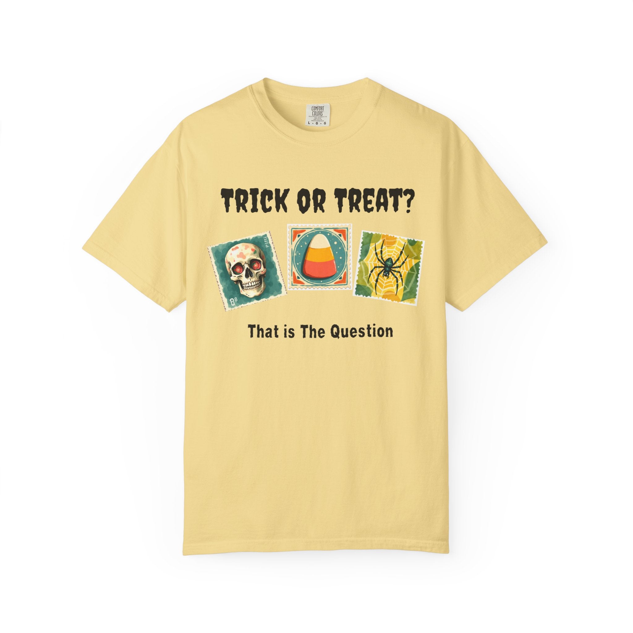 Trick or Treat-That is The Question. Skull, candy corn, and Spider