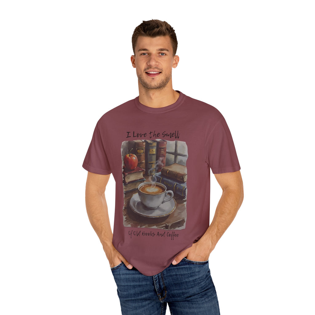 Book Lover T-Shirt - I Love the Smell of Old Books and Coffee