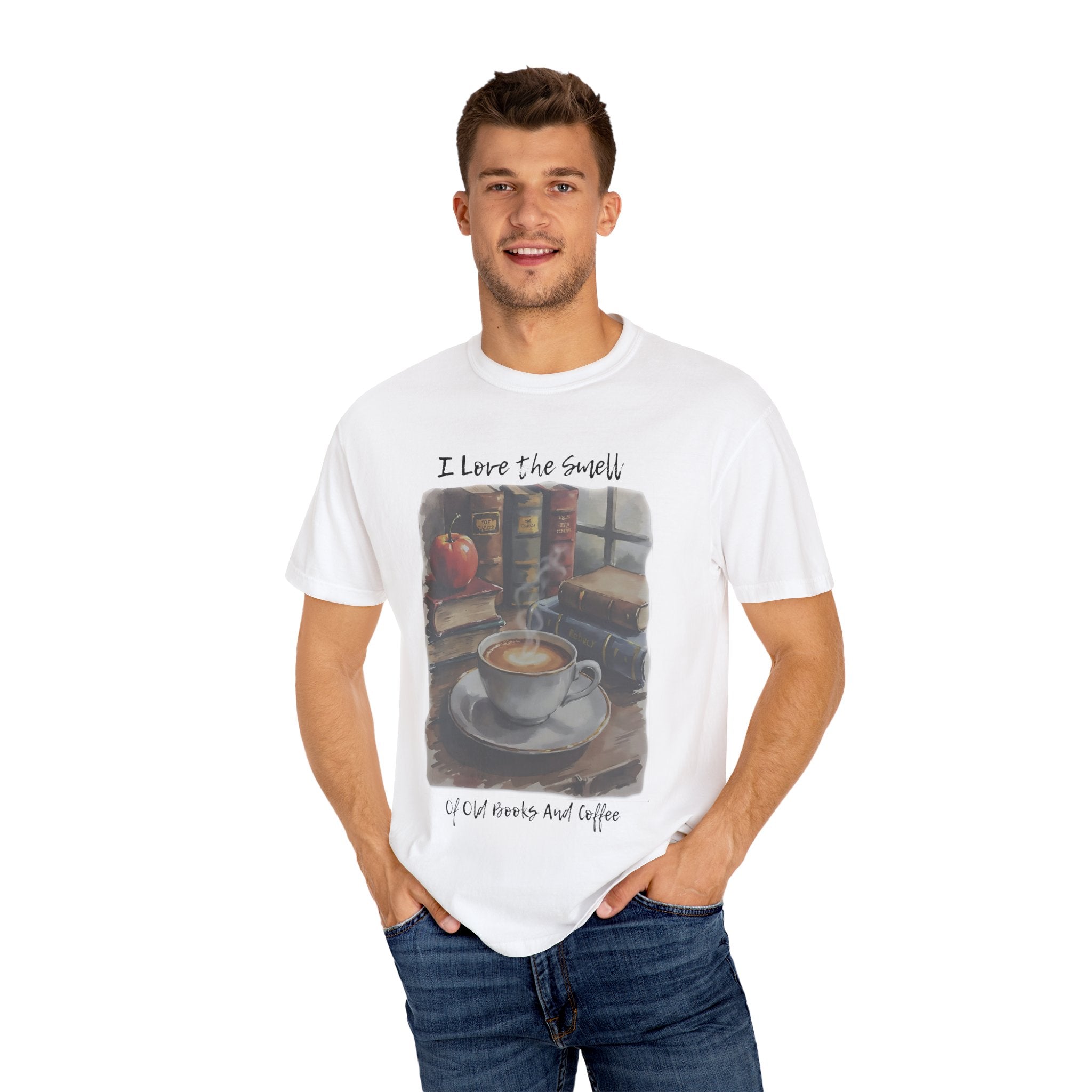 Book Lover T-Shirt - I Love the Smell of Old Books and Coffee