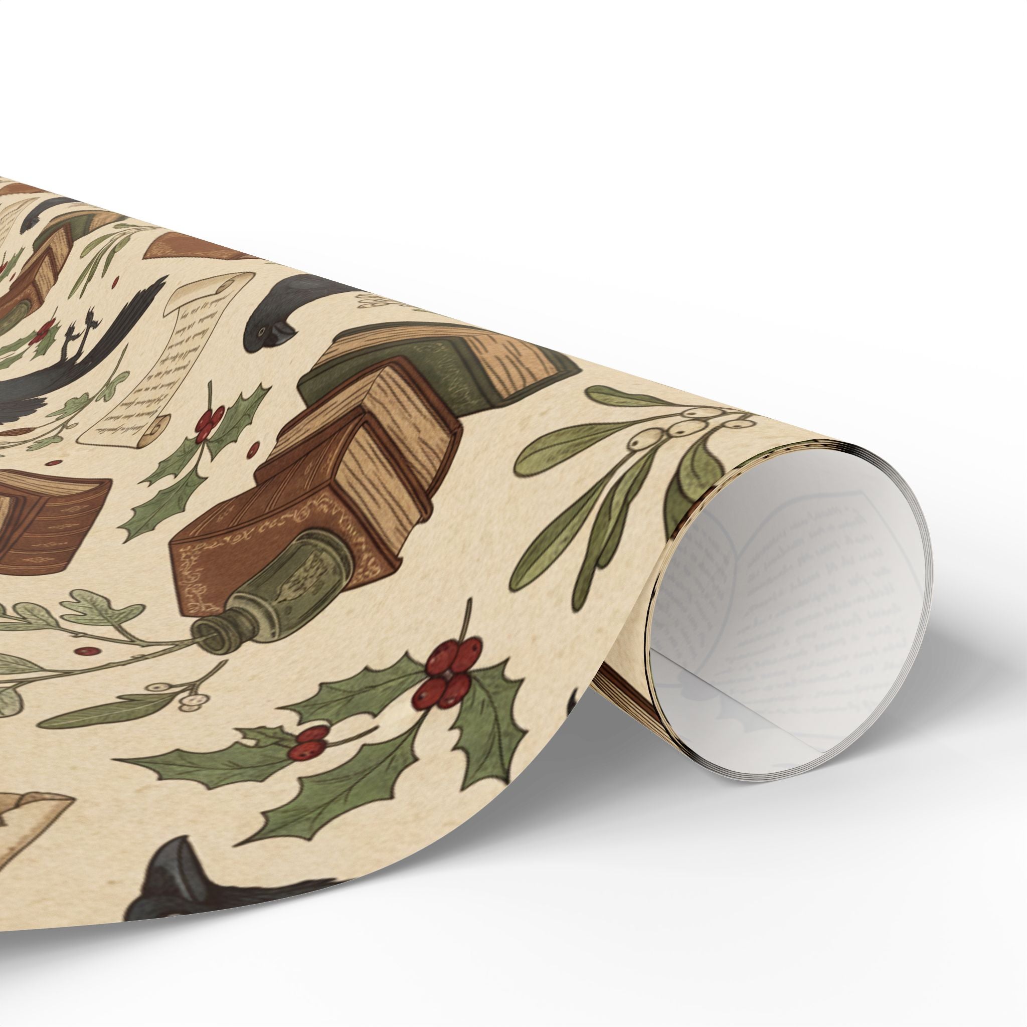 Bookish Raven Wrapping Paper — Literary Holiday Gift Wrap-Dark Academia