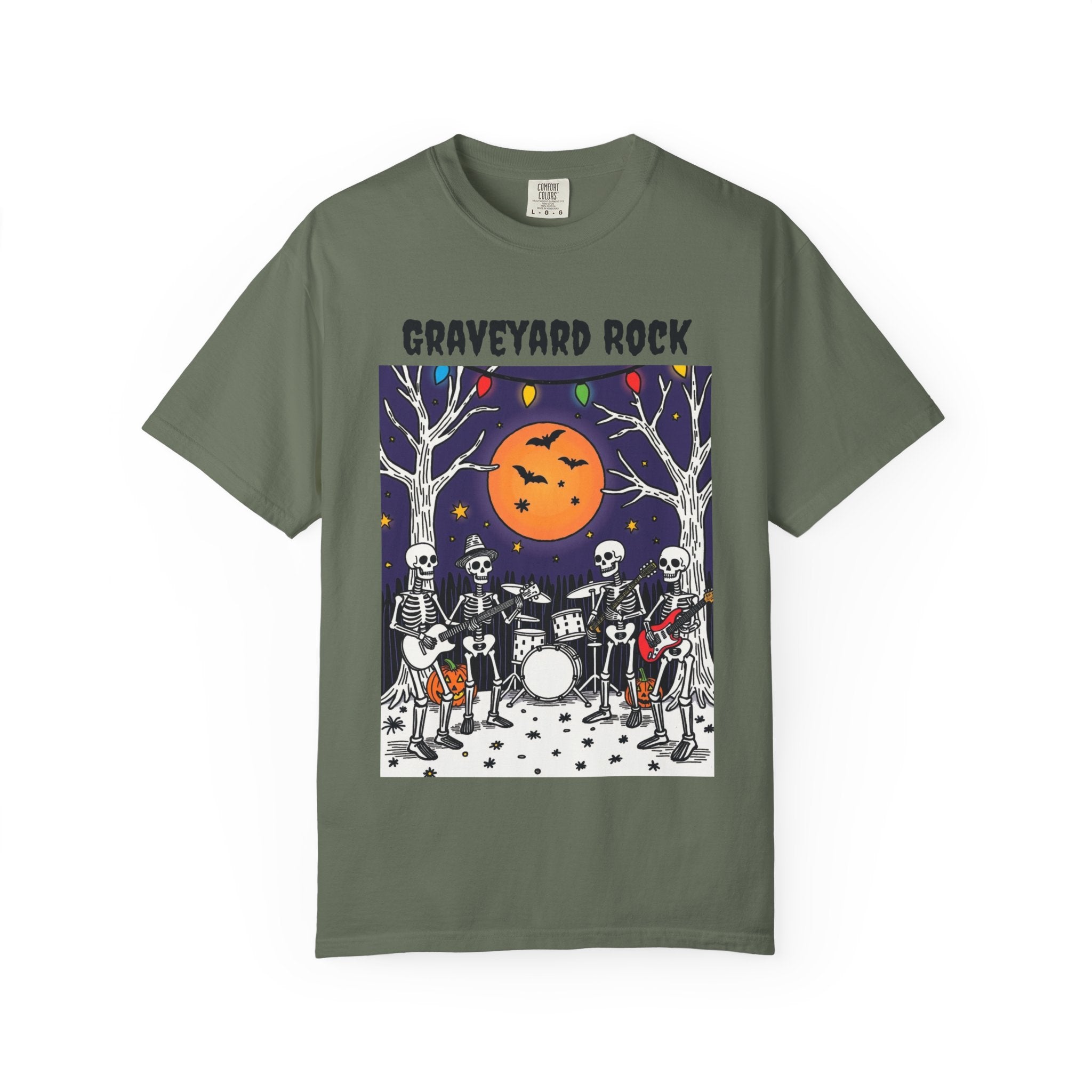 Halloween Graphic Tee, Skeleton Band, Graveyard Rock, Spooky Shirt, Halloween Costume, Fall Fashion, Holiday Apparel