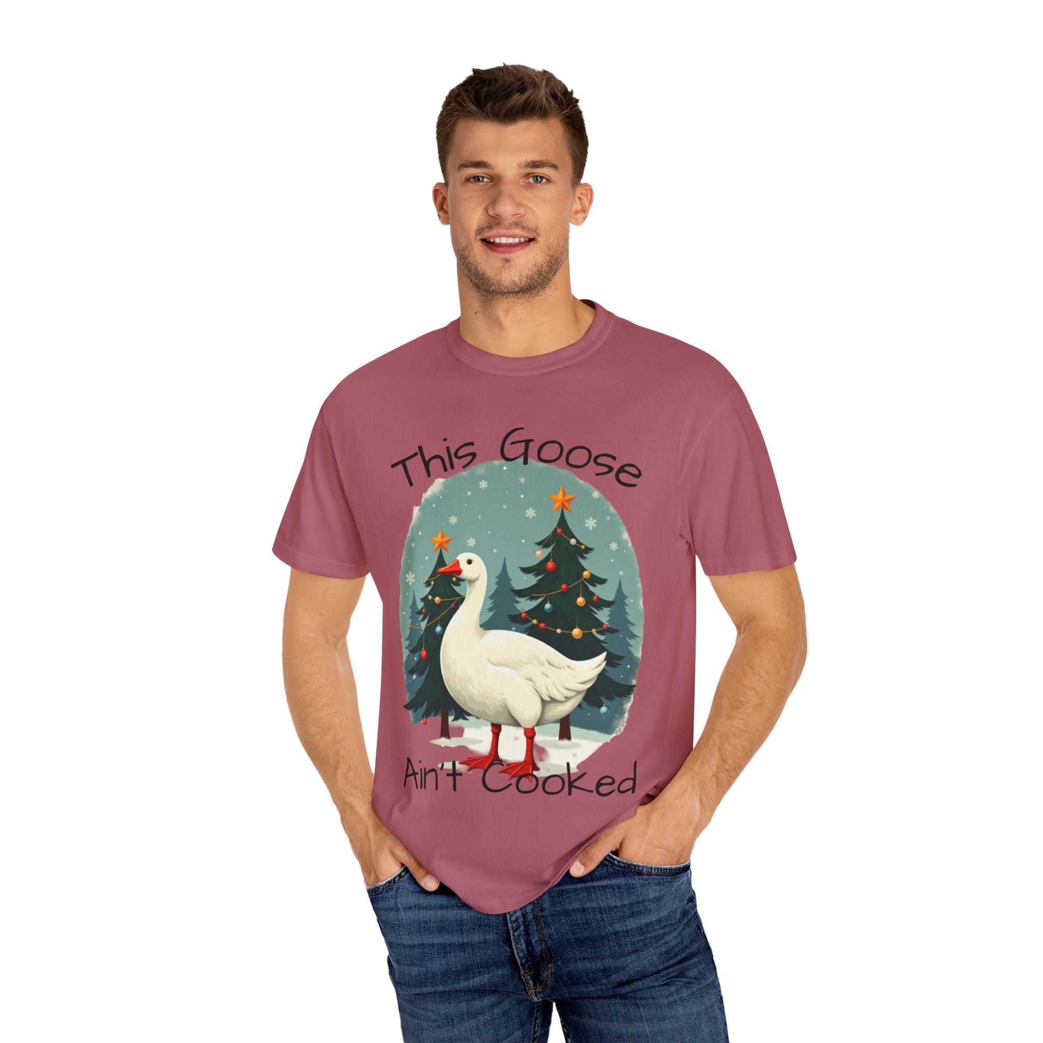 Christmas Goose Unisex T-shirt - Aint Cooked Funny Holiday Christmas Design