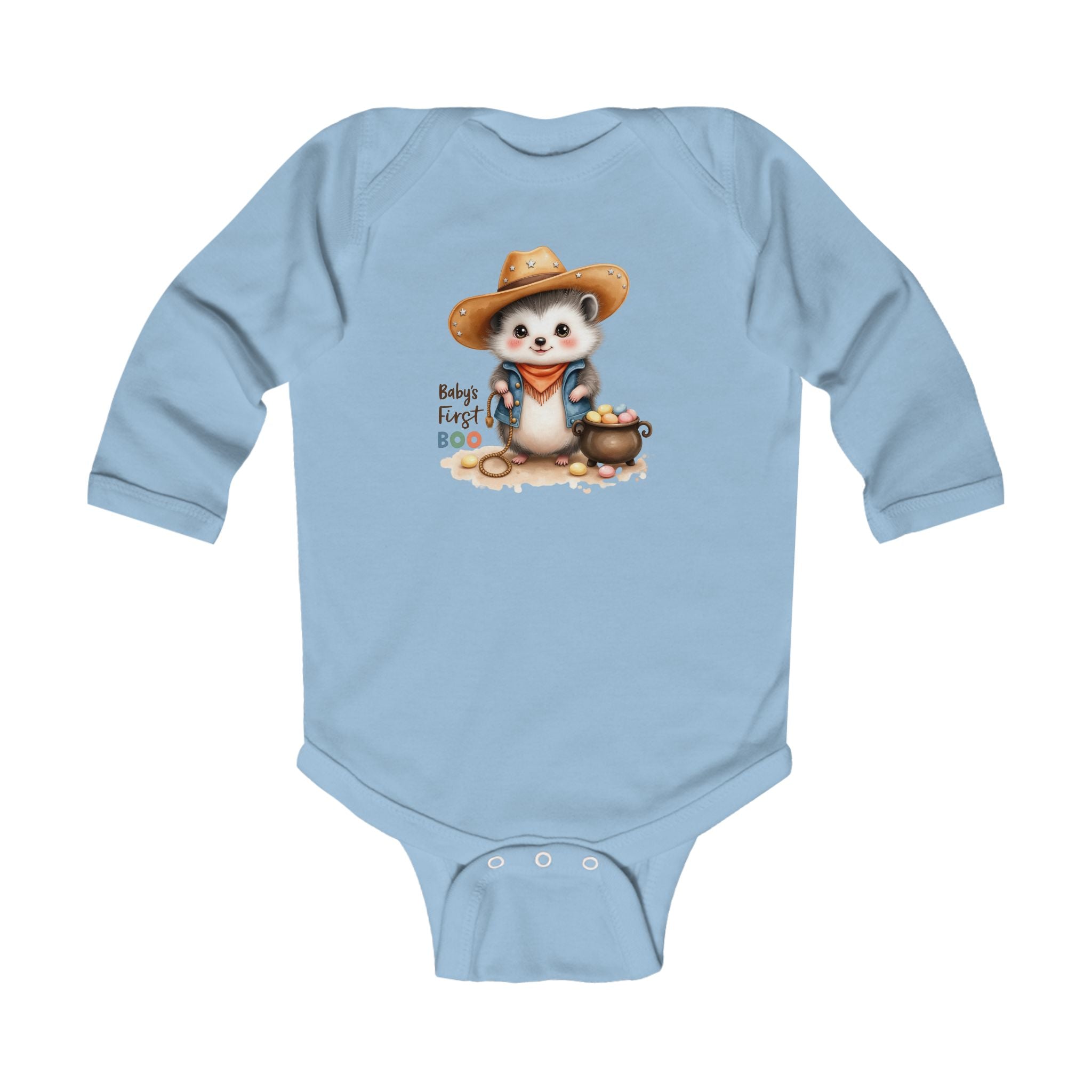 Baby's First Boo Bodysuit, Halloween Infant Bodysuit, Cute Baby Costume, Fall Holiday Gift, Baby Raccoon in Vampire Outfit