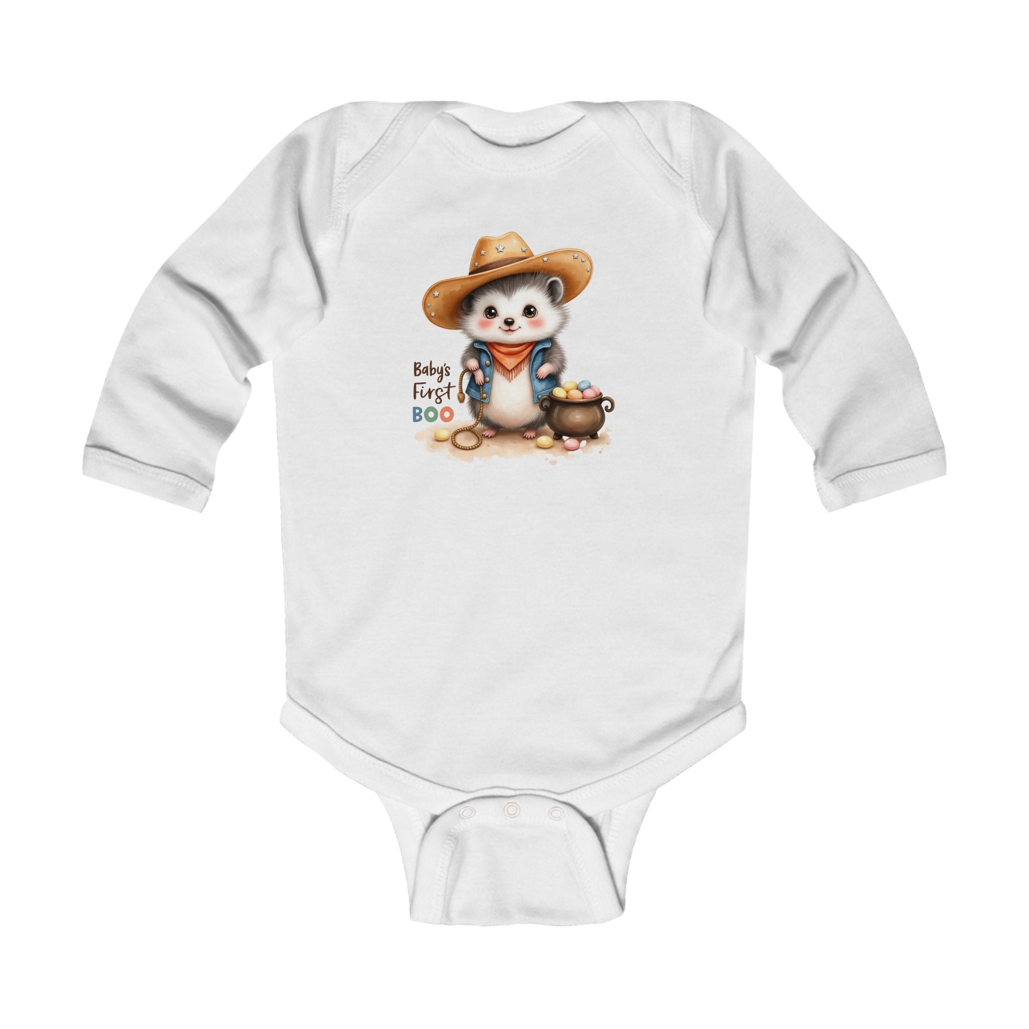 Baby's First Boo Bodysuit, Halloween Infant Bodysuit, Cute Baby Costume, Fall Holiday Gift, Baby Raccoon in Vampire Outfit