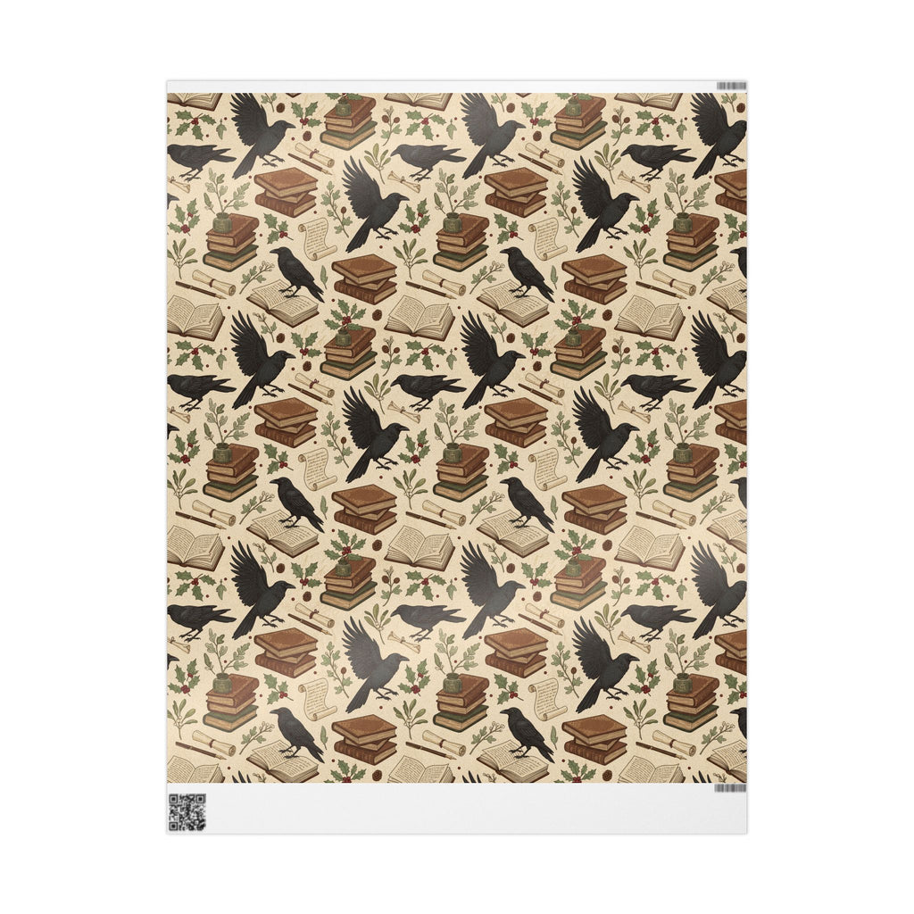 Bookish Raven Wrapping Paper — Literary Holiday Gift Wrap-Dark Academia