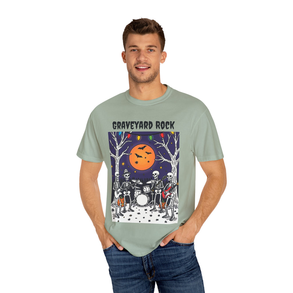 Halloween Graphic Tee, Skeleton Band, Graveyard Rock, Spooky Shirt, Halloween Costume, Fall Fashion, Holiday Apparel