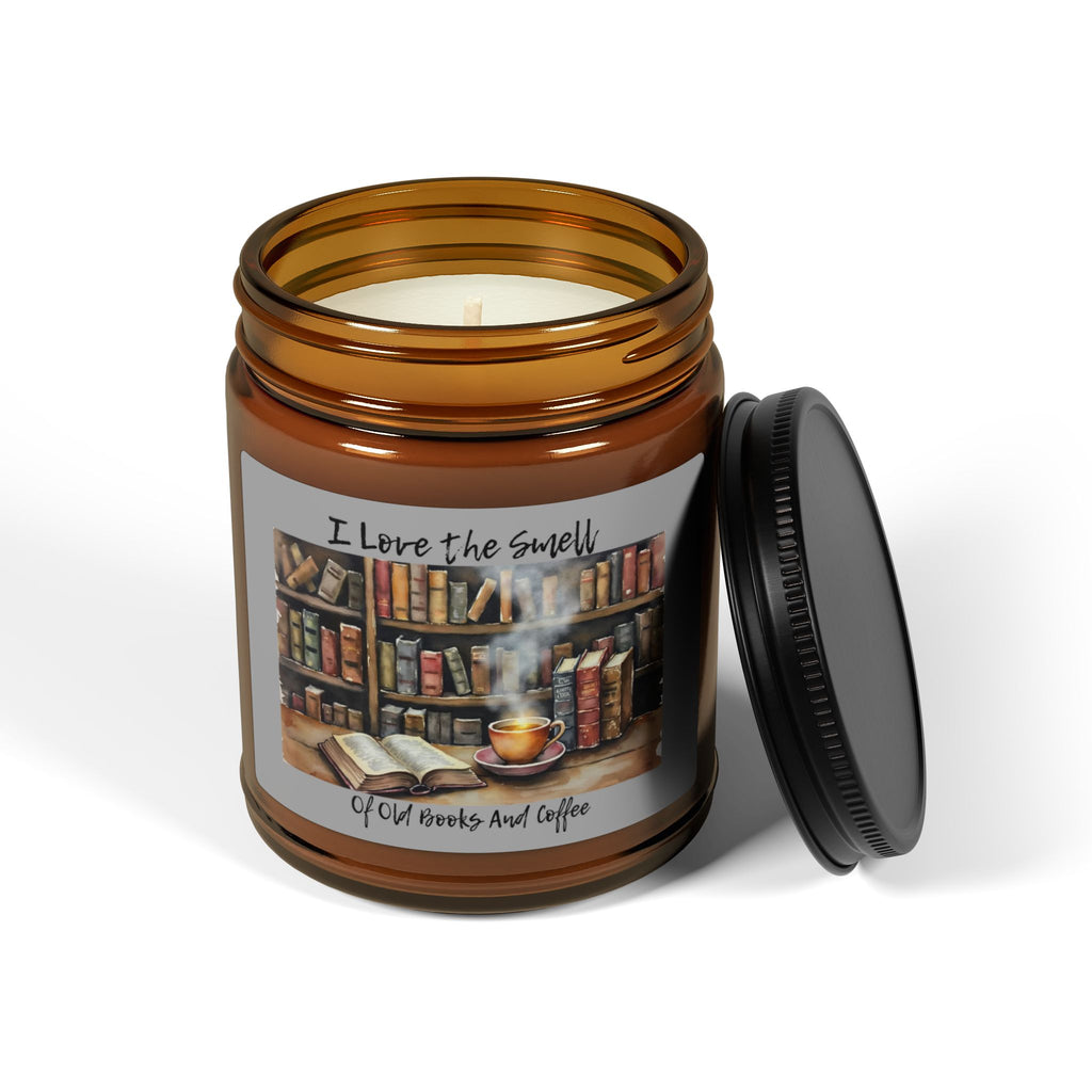 Soy Candle: Cozy Reading Candle, Gifts for Book Lovers, Old Books and Coffee Scent