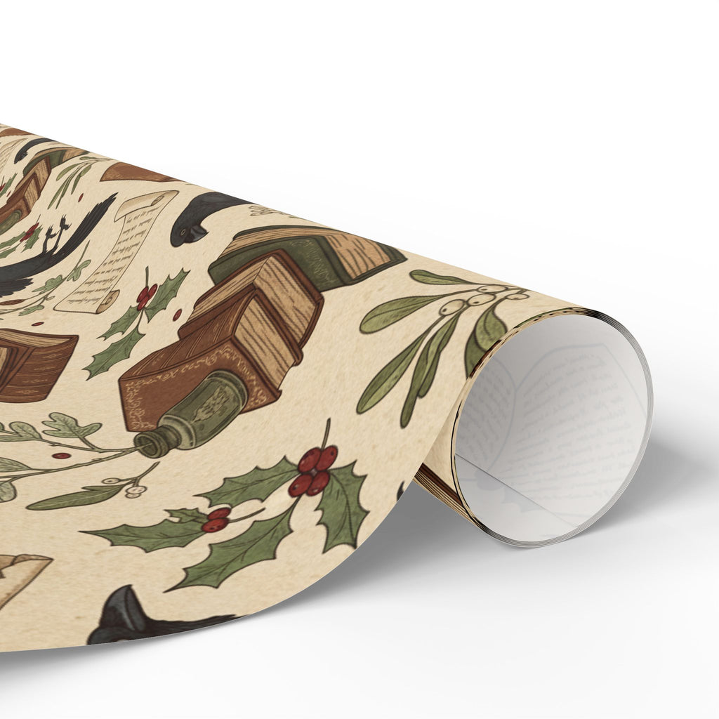 Bookish Raven Wrapping Paper — Literary Holiday Gift Wrap-Dark Academia