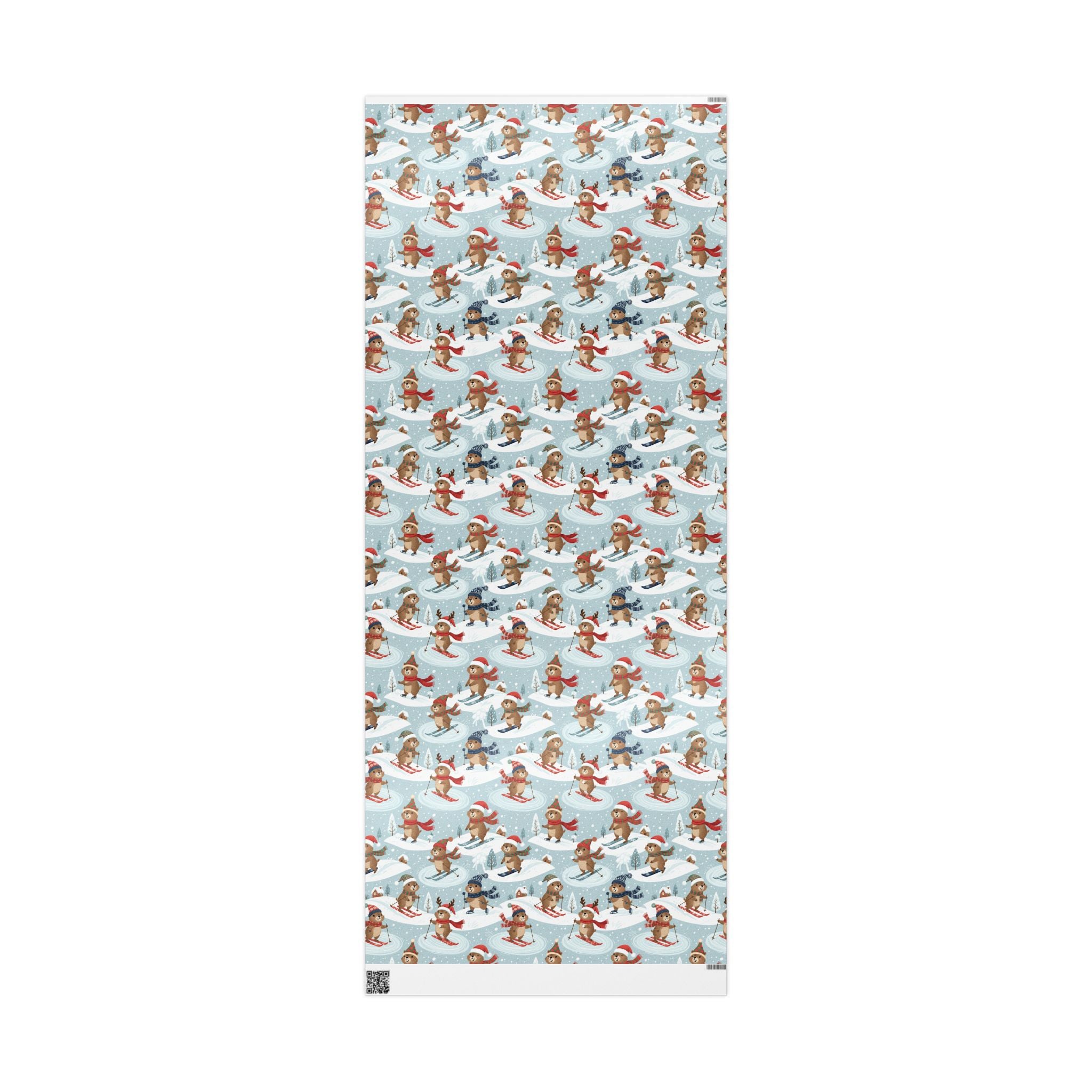 Christmas Groundhog Skiing Wrapping Paper — Cute Winter Holiday Gift Wrap