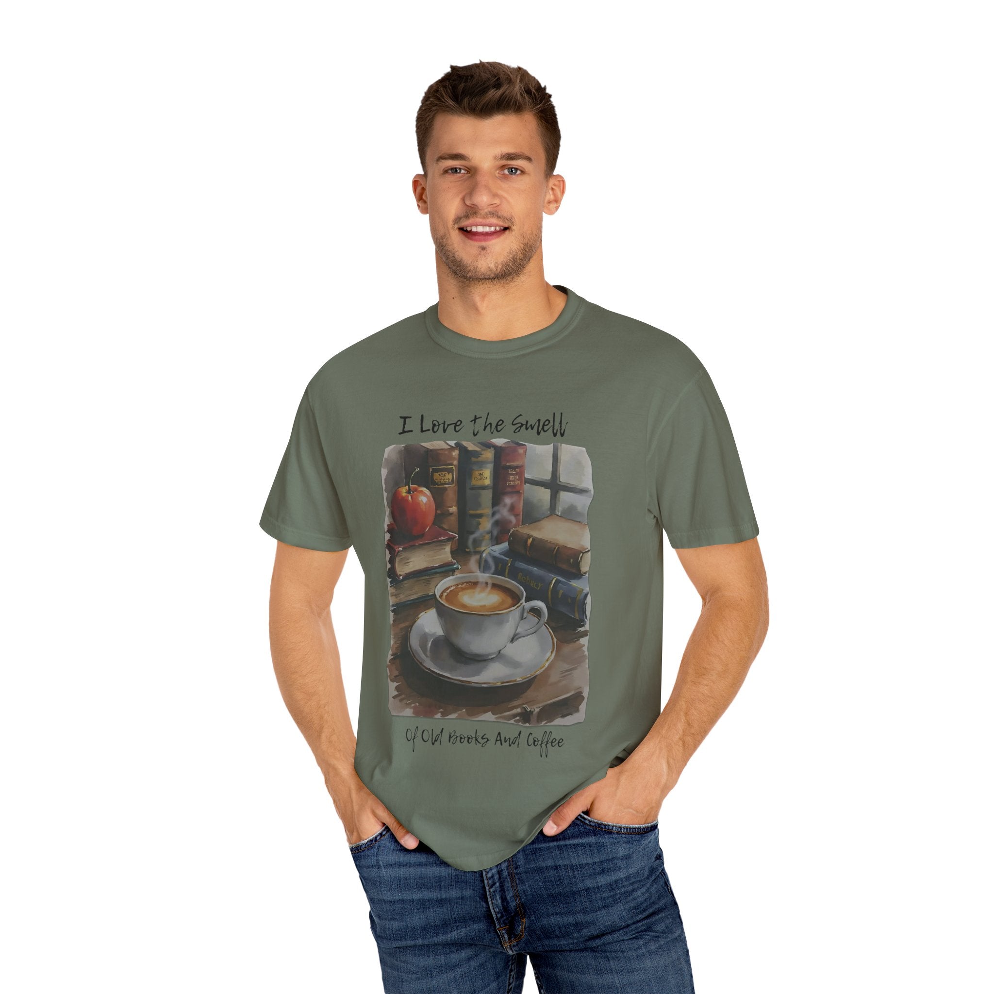 Book Lover T-Shirt - I Love the Smell of Old Books and Coffee