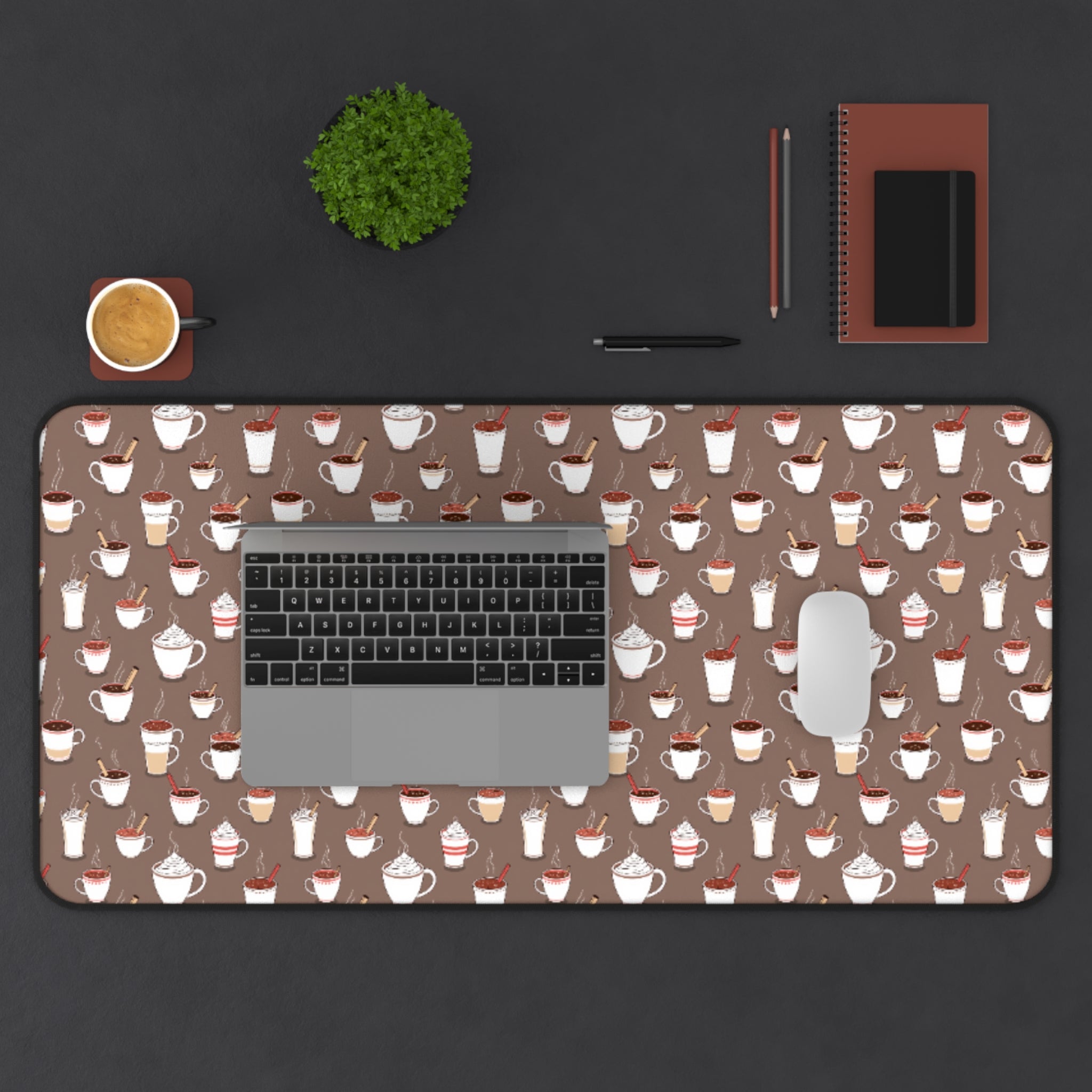 Desk Mat - Cute Coffee Mugs Pattern