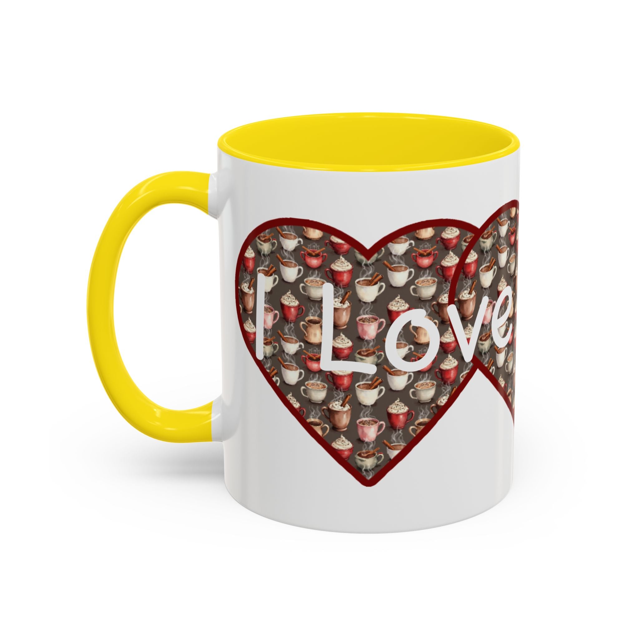 Coffee Mug - Cute Christmas Hearts with I Love Coffee