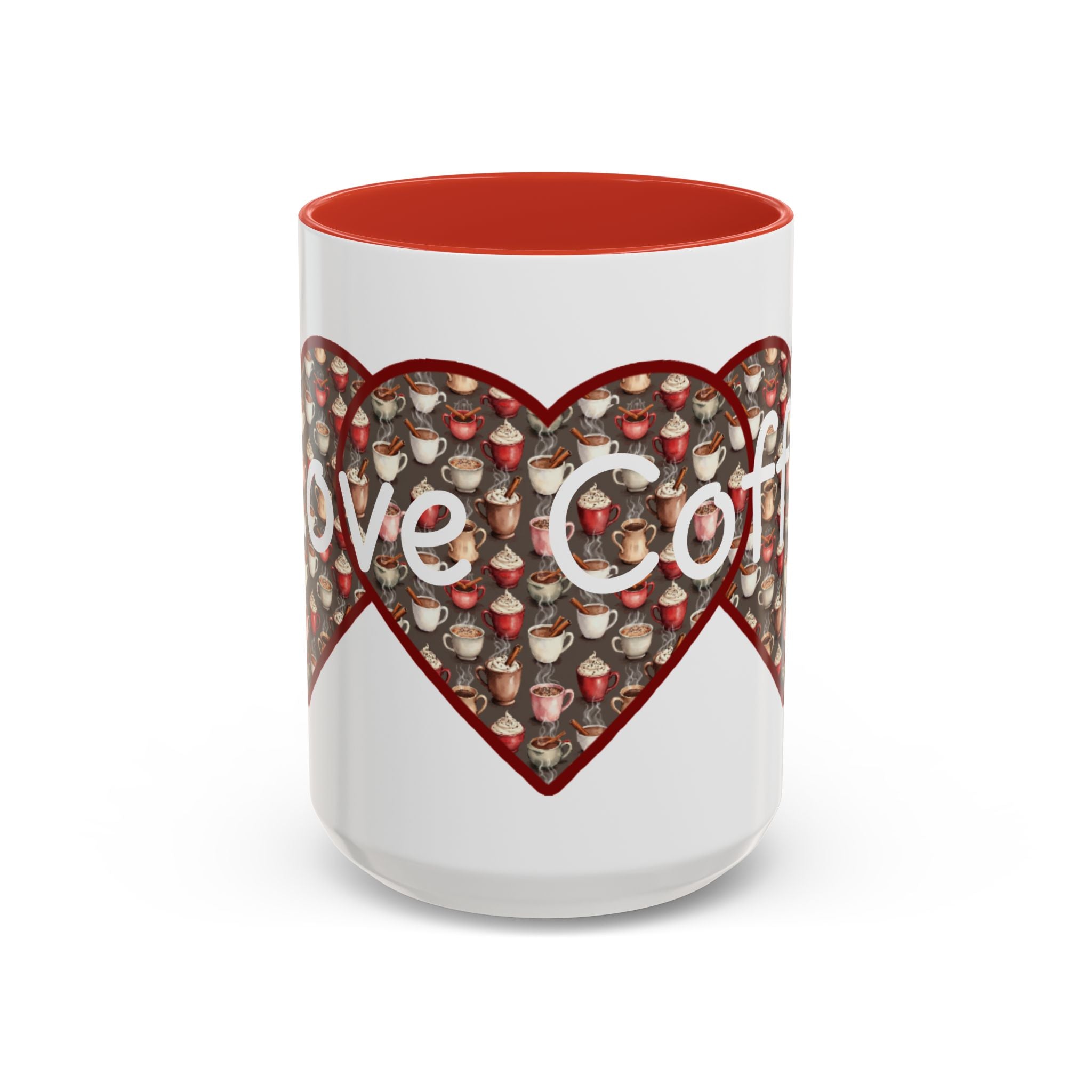 Coffee Mug - Cute Christmas Hearts with I Love Coffee