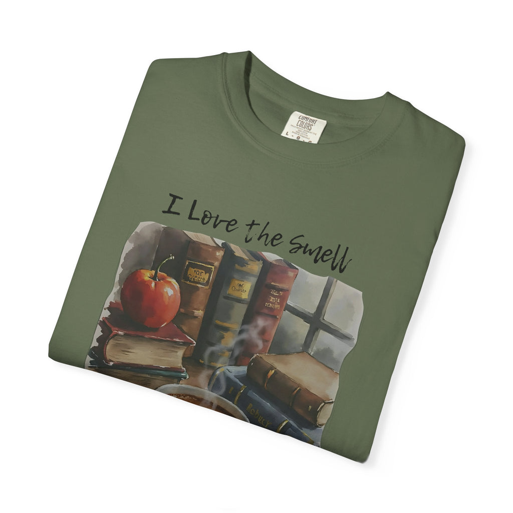 Book Lover T-Shirt - I Love the Smell of Old Books and Coffee