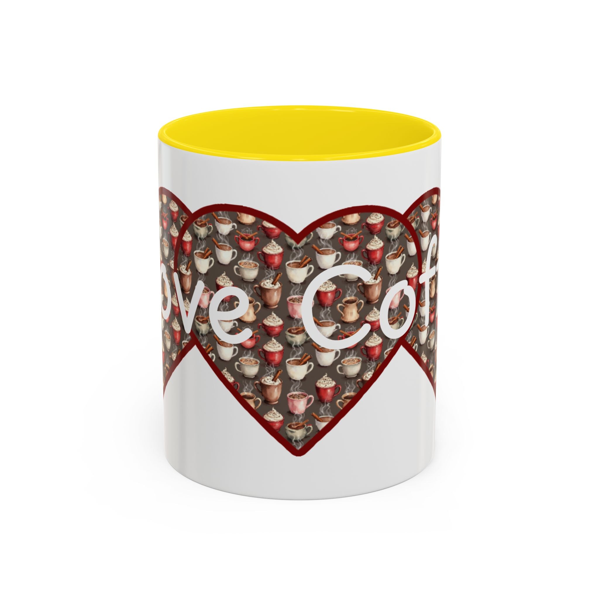 Coffee Mug - Cute Christmas Hearts with I Love Coffee