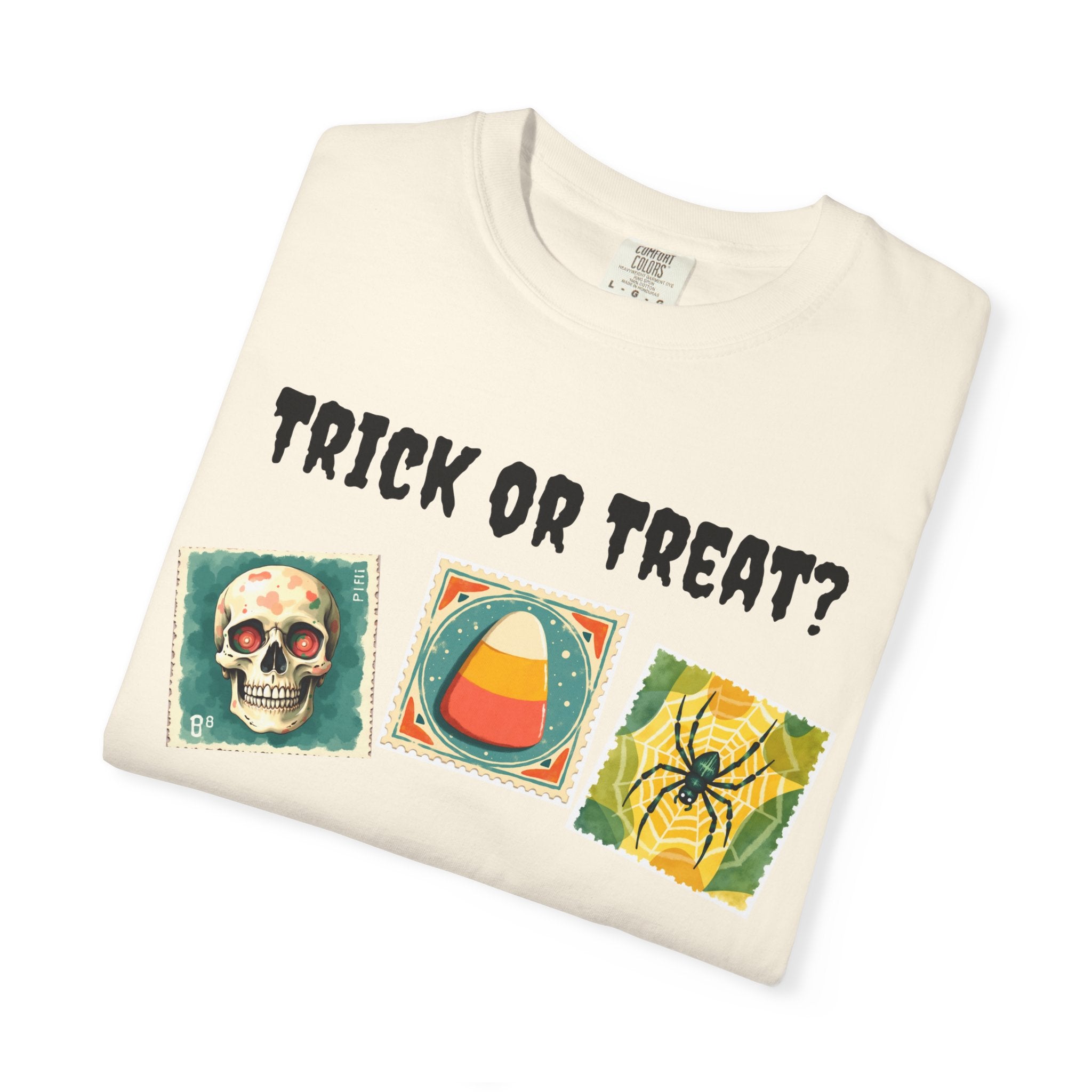 Trick or Treat-That is The Question. Skull, candy corn, and Spider