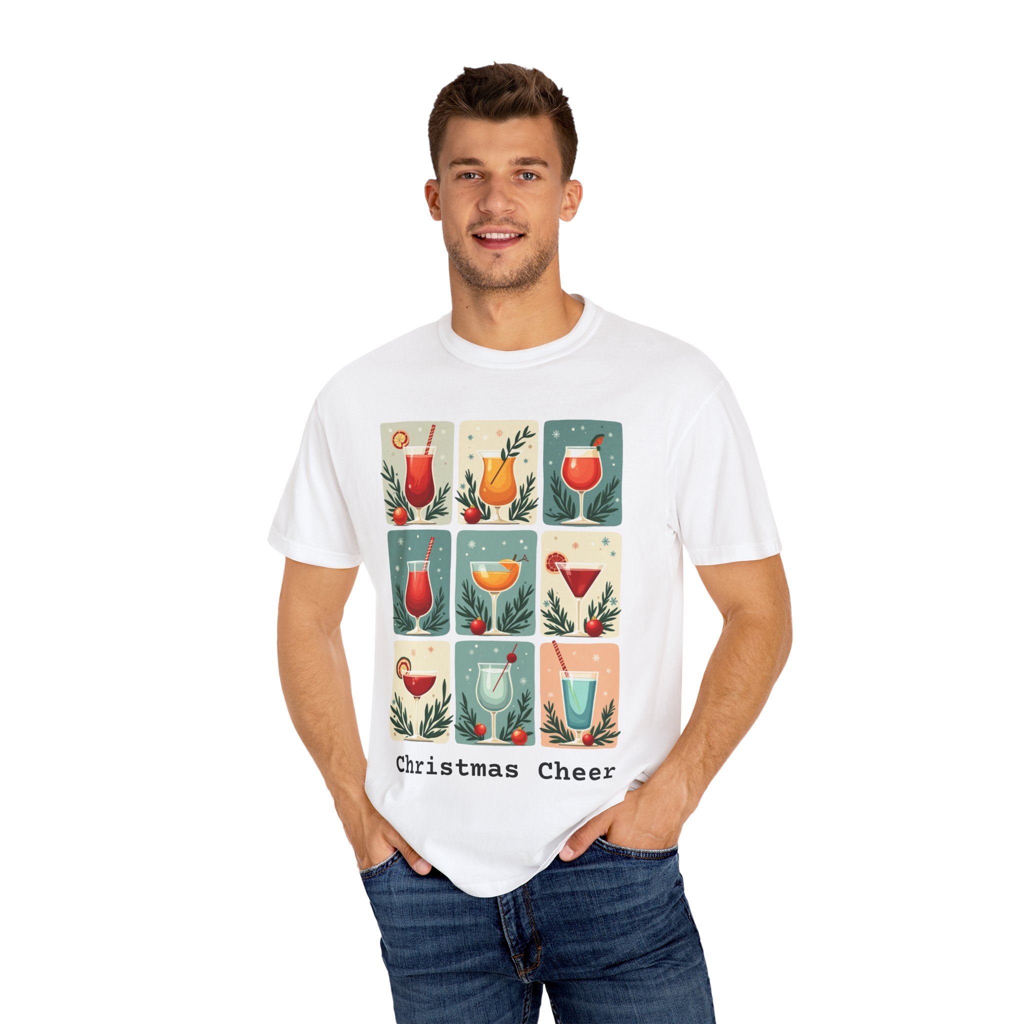 Mid Century Modern Christmas Cheer Unisex T-shirt - Cocktails