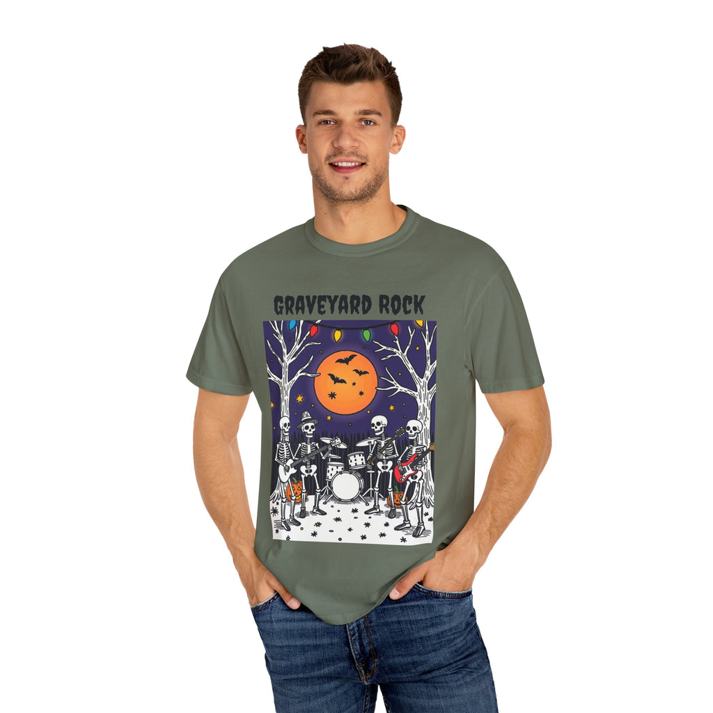Halloween Graphic Tee, Skeleton Band, Graveyard Rock, Spooky Shirt, Halloween Costume, Fall Fashion, Holiday Apparel