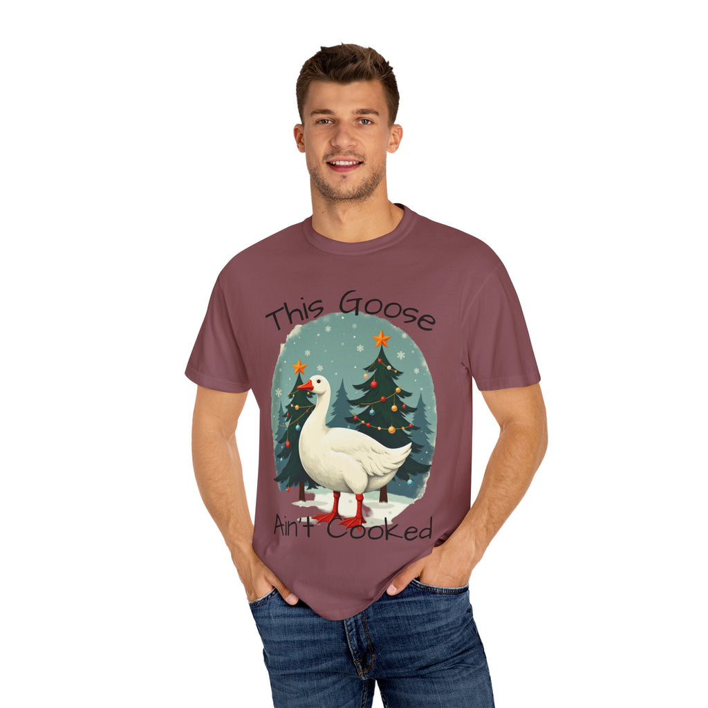 Christmas Goose Unisex T-shirt - Aint Cooked Funny Holiday Christmas Design