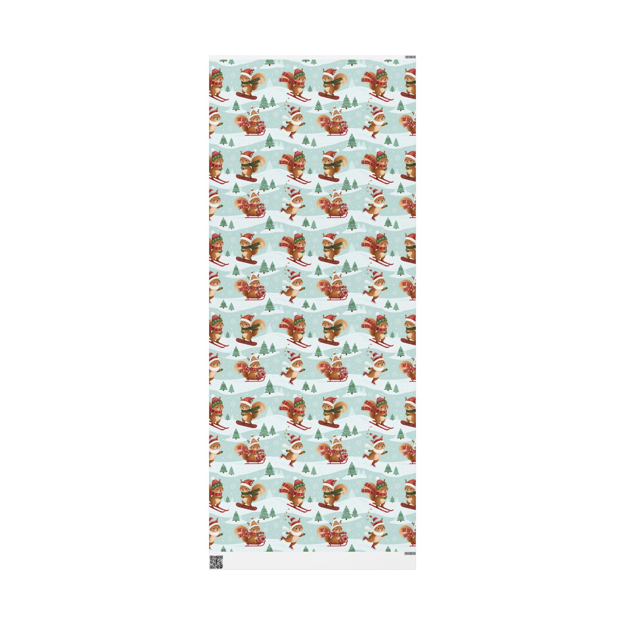 Christmas Squirrel Wrapping Paper - Cute Holiday Gift Wrap with Sledding Squirrels