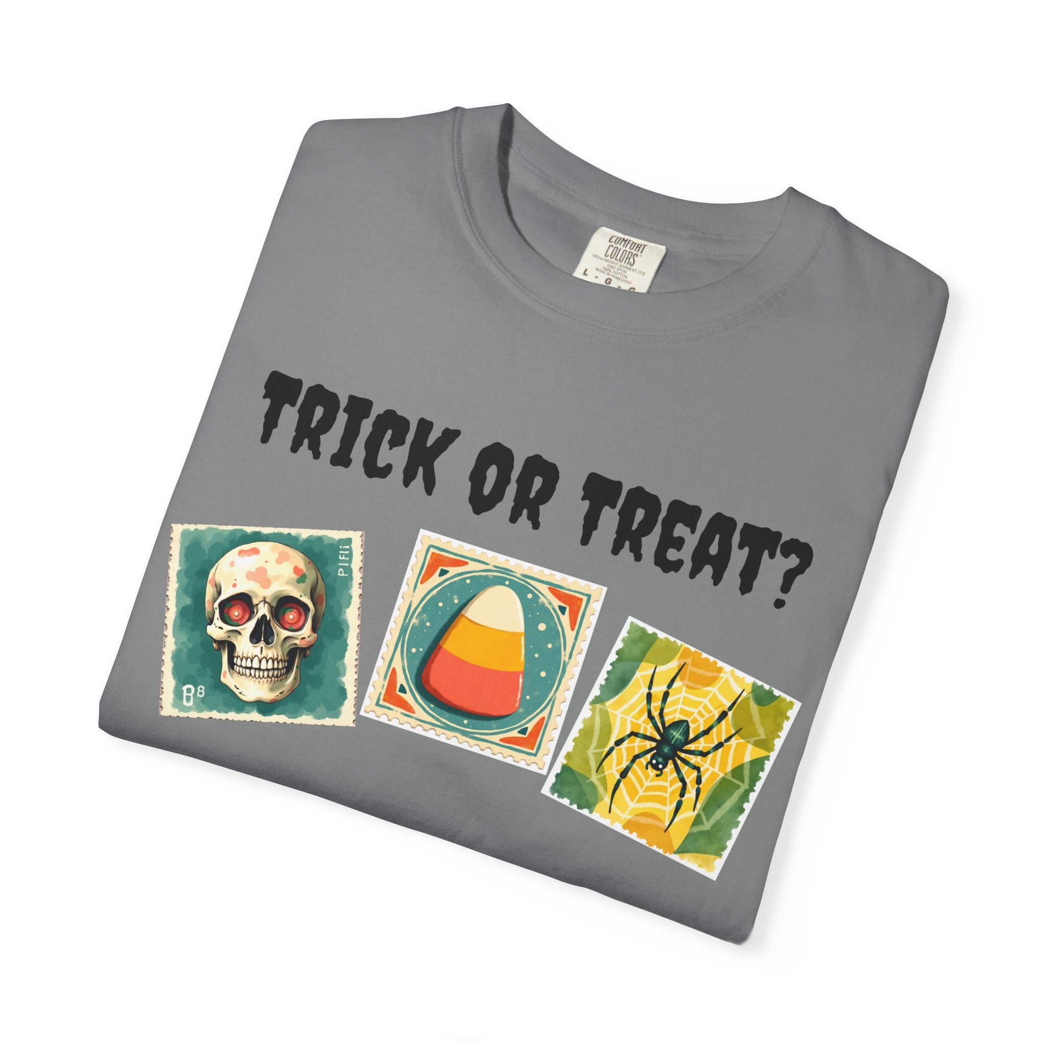 Trick or Treat-That is The Question. Skull, candy corn, and Spider