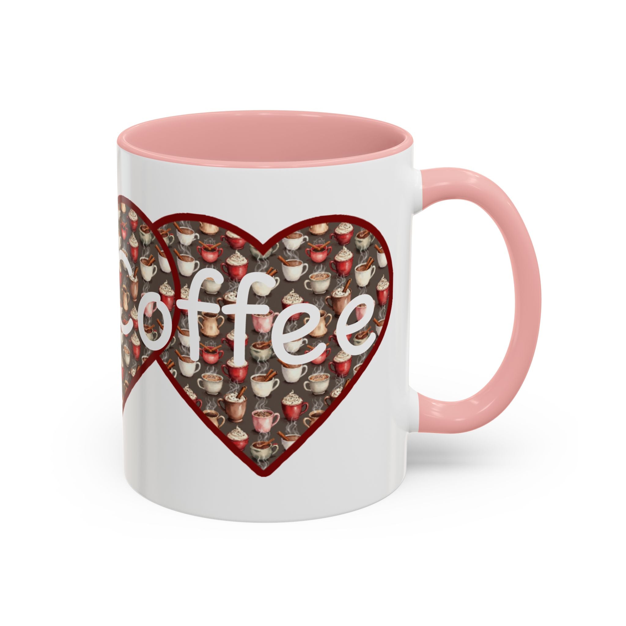Coffee Mug - Cute Christmas Hearts with I Love Coffee