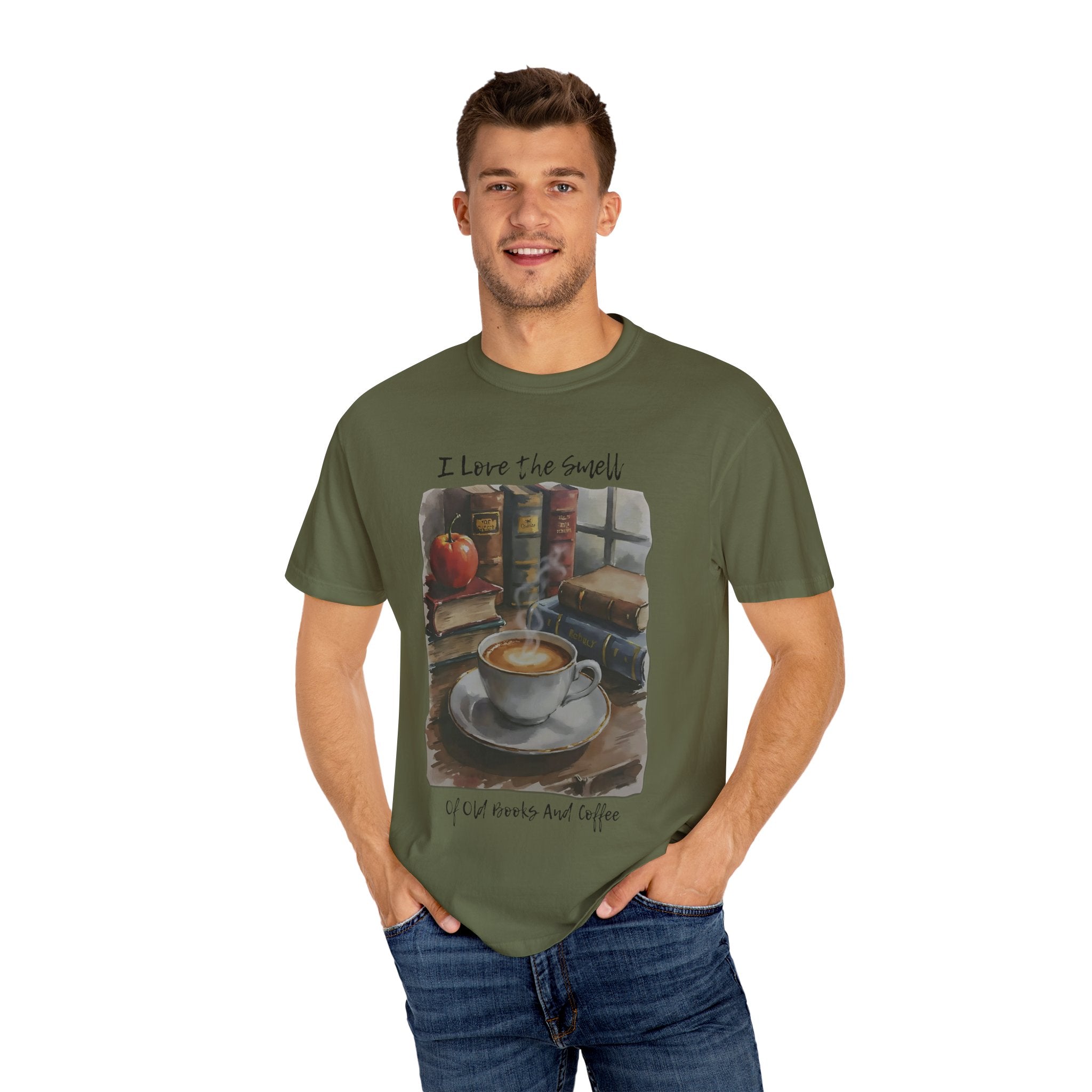 Book Lover T-Shirt - I Love the Smell of Old Books and Coffee