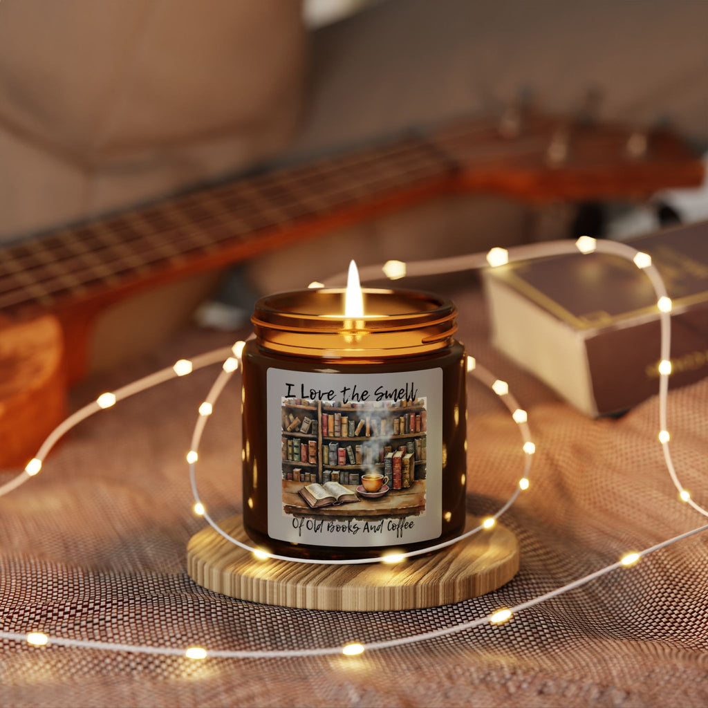 Soy Candle: Cozy Reading Candle, Gifts for Book Lovers, Old Books and Coffee Scent