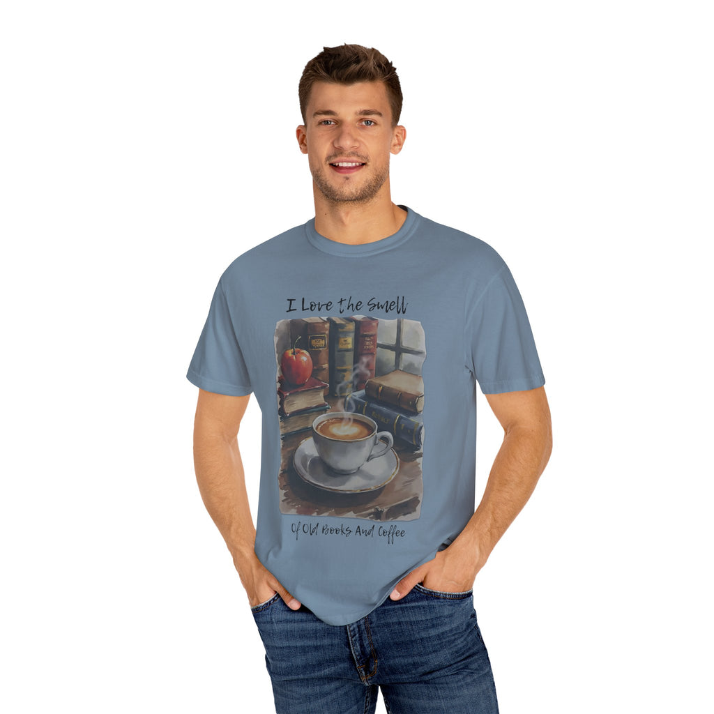Book Lover T-Shirt - I Love the Smell of Old Books and Coffee