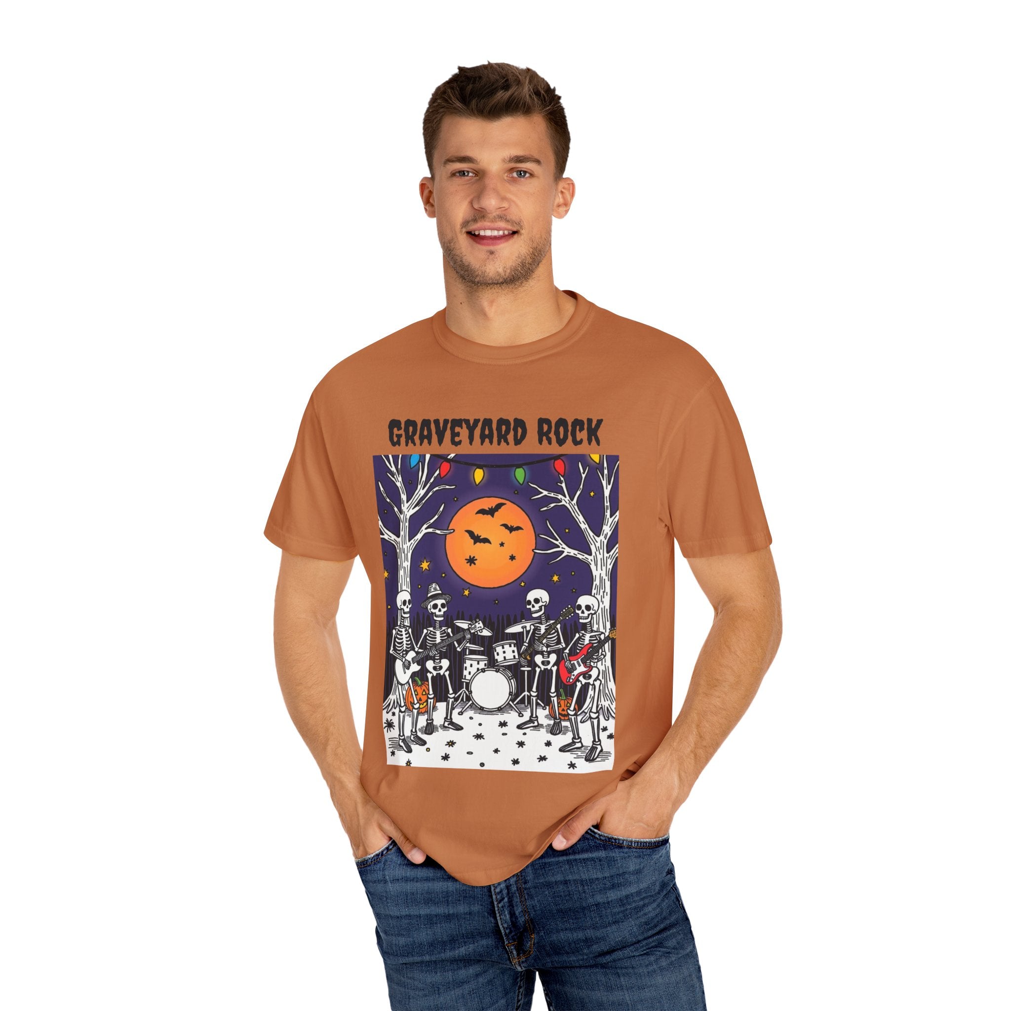 Halloween Graphic Tee, Skeleton Band, Graveyard Rock, Spooky Shirt, Halloween Costume, Fall Fashion, Holiday Apparel