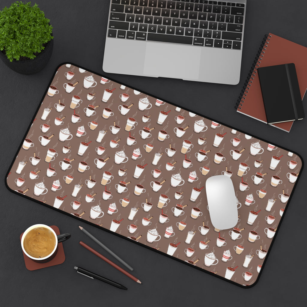 Desk Mat - Cute Coffee Mugs Pattern