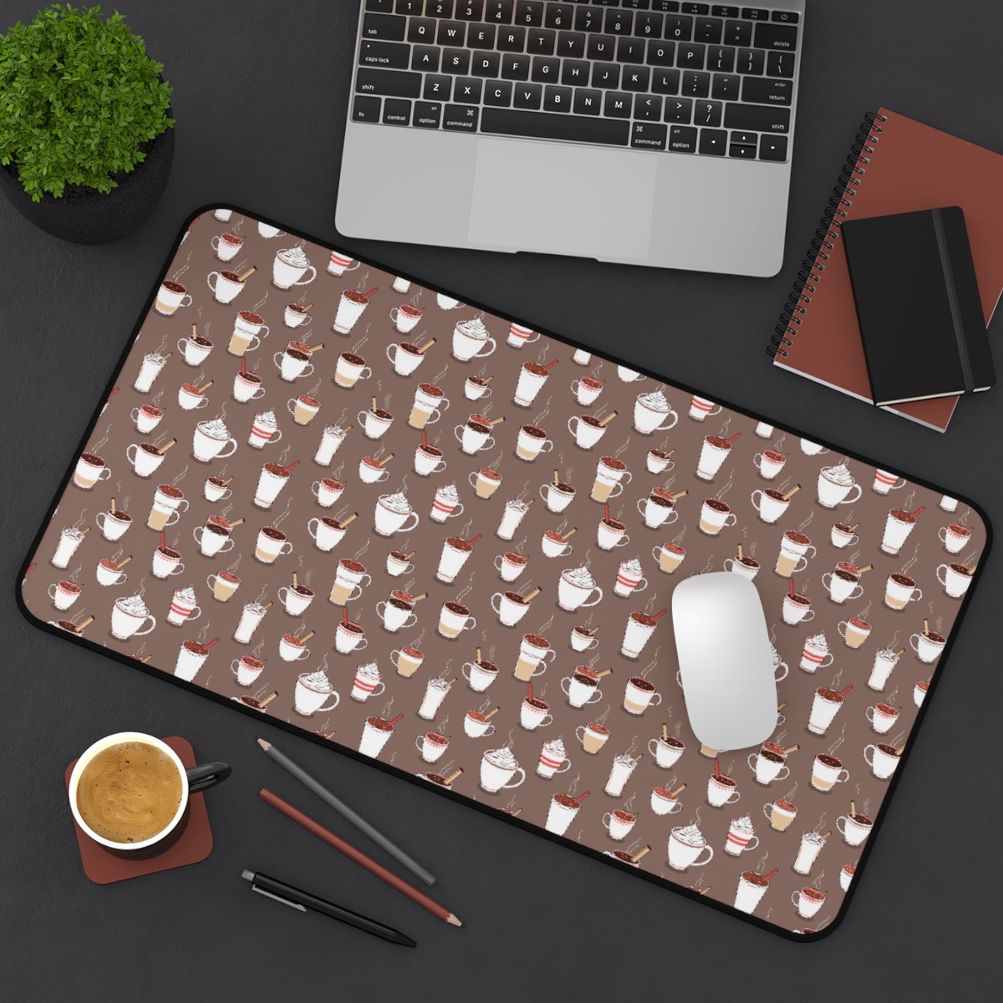 Desk Mat - Cute Coffee Mugs Pattern