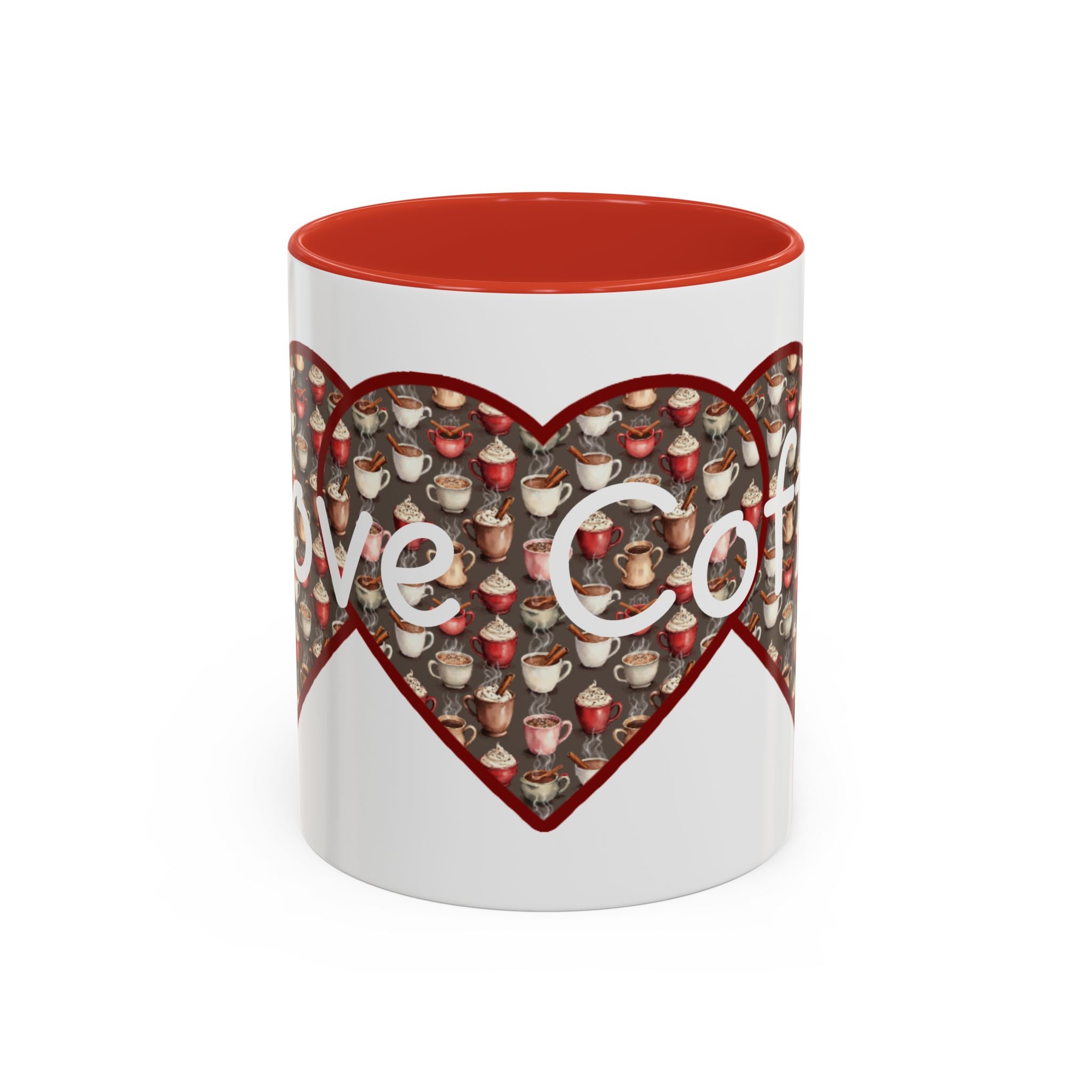 Coffee Mug - Cute Christmas Hearts with I Love Coffee
