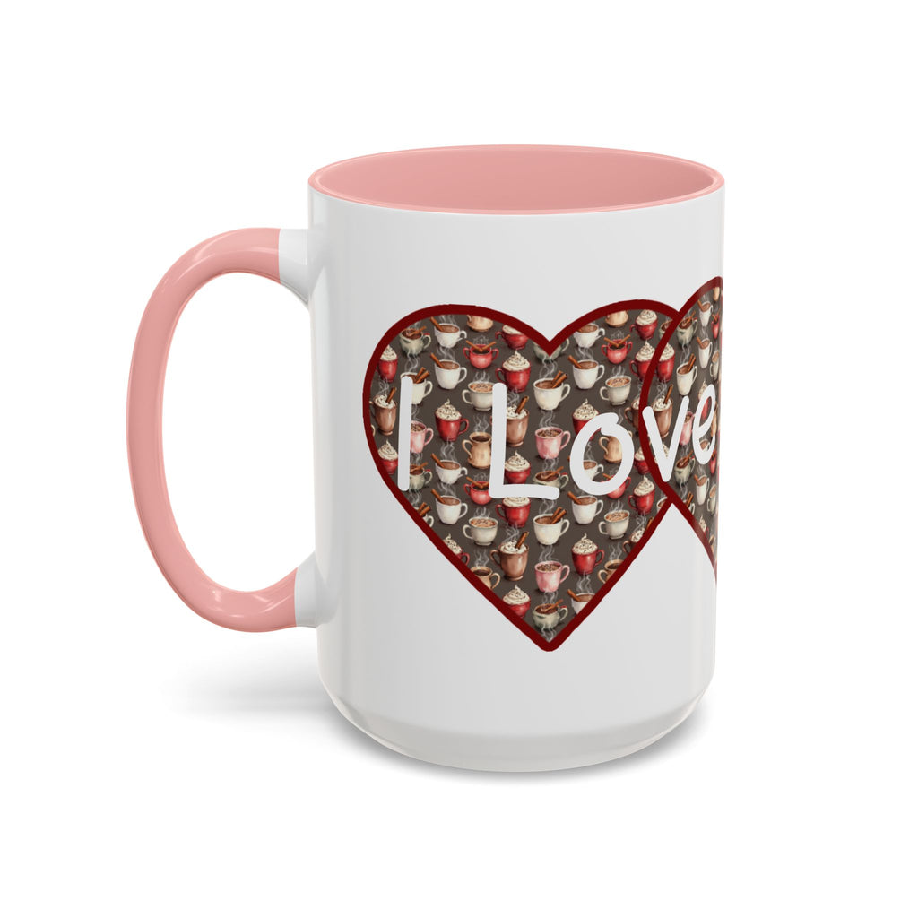 Coffee Mug - Cute Christmas Hearts with I Love Coffee