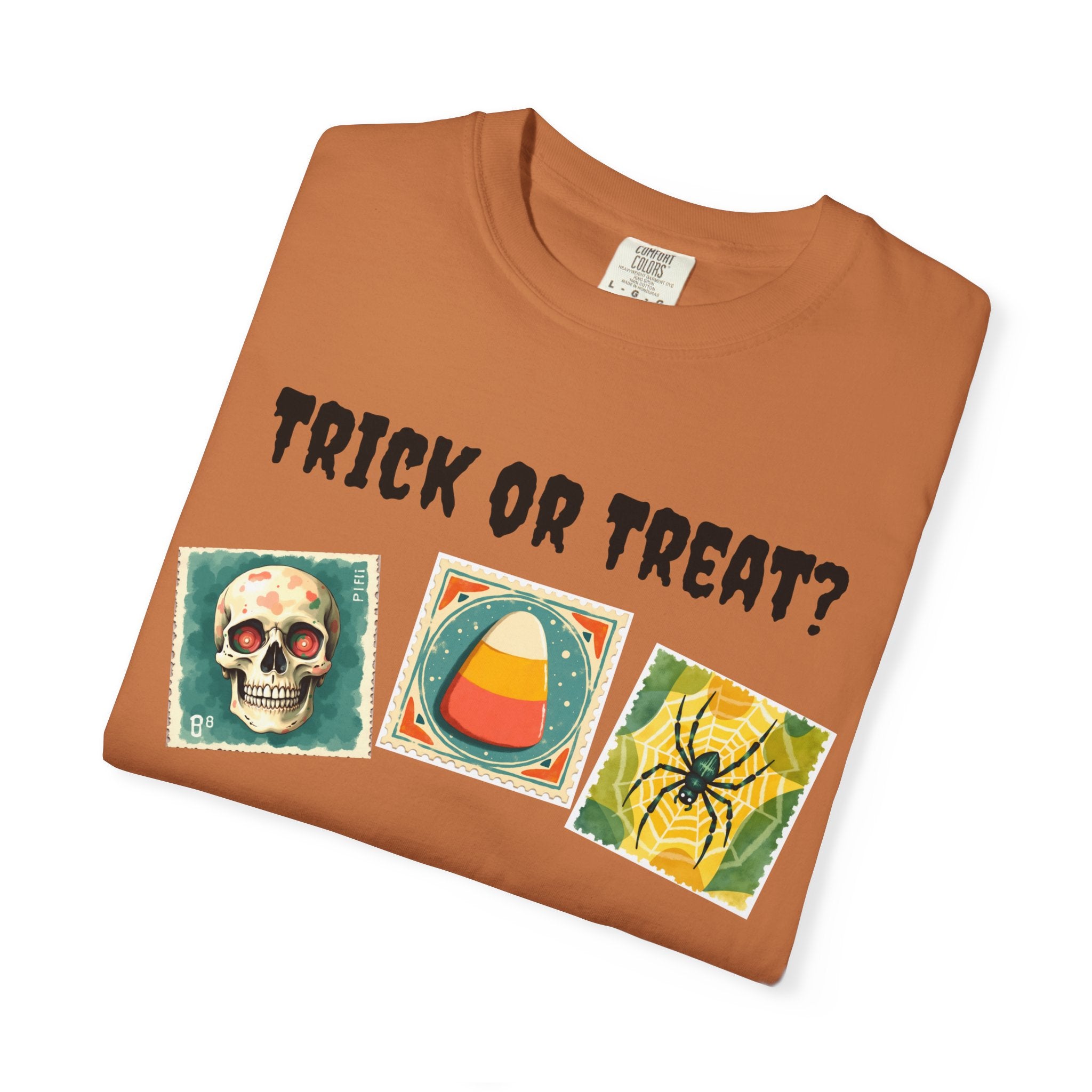 Trick or Treat-That is The Question. Skull, candy corn, and Spider