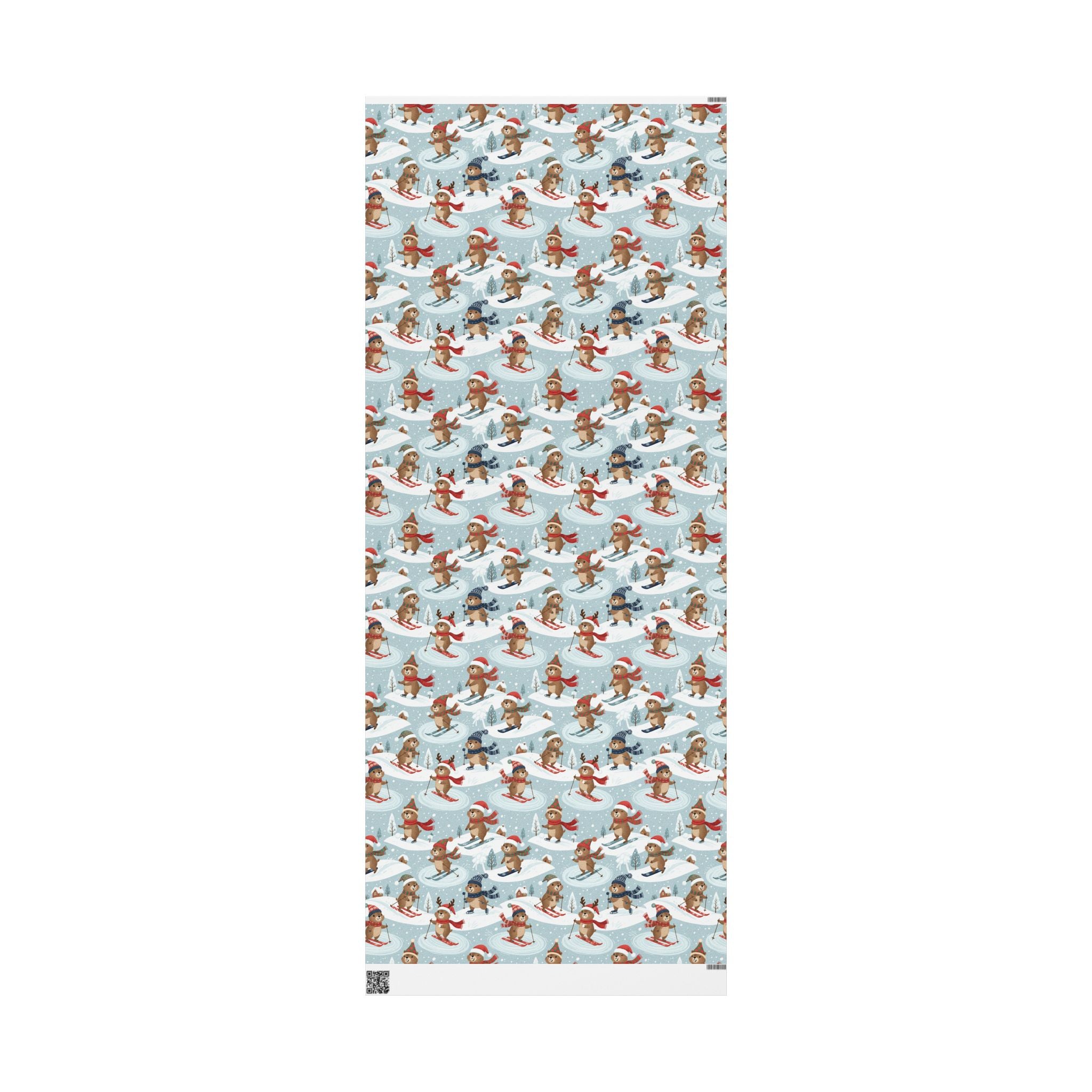 Christmas Groundhog Skiing Wrapping Paper — Cute Winter Holiday Gift Wrap