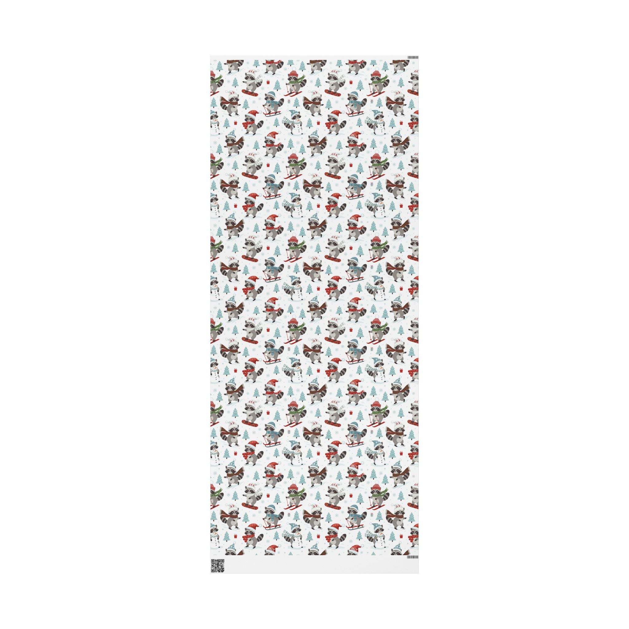 Cute Raccoon Holiday Wrapping Paper — Winter Snowforest Gift Wrap