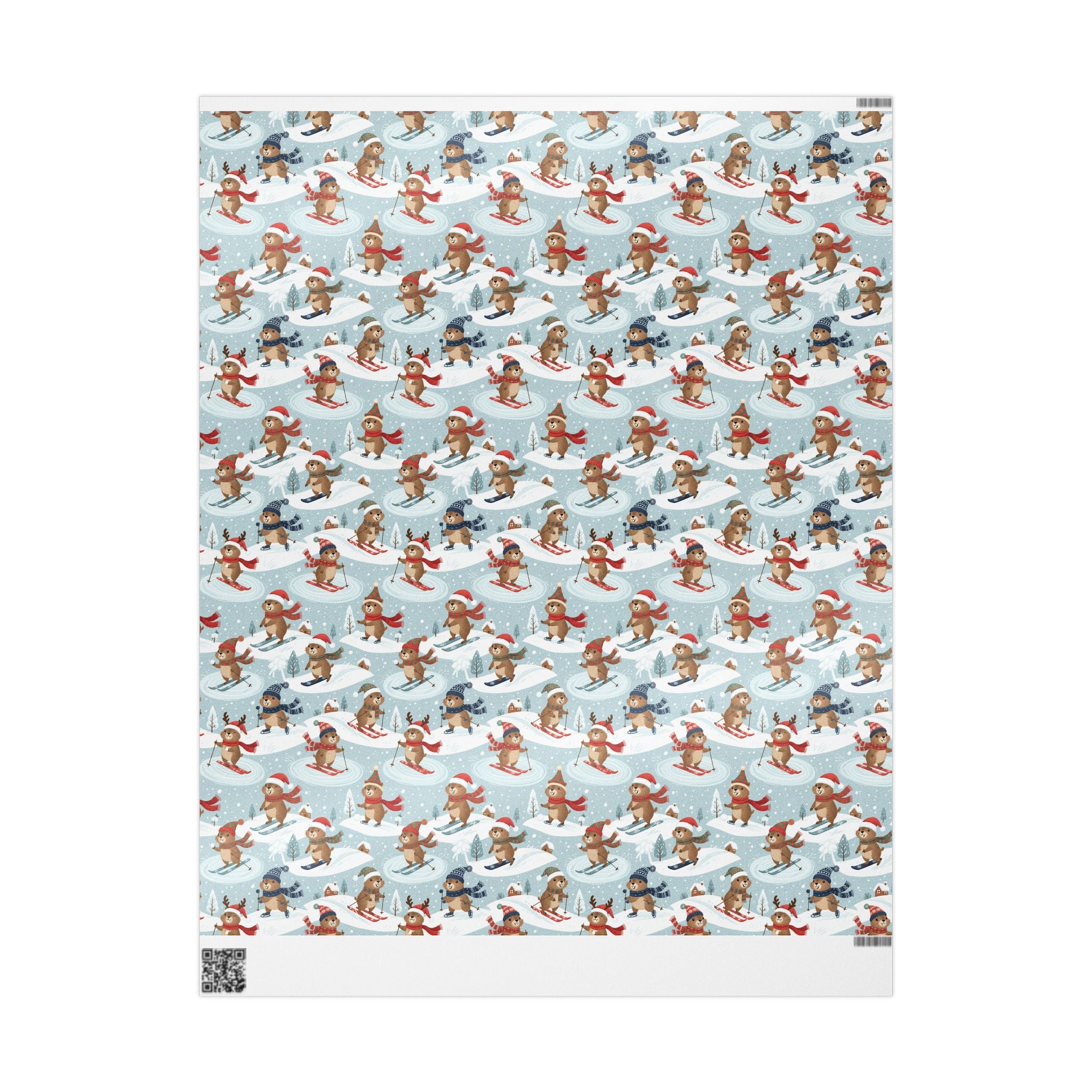 Christmas Sloth Wrapping Paper Roll — Cute Winter Sloths on Light Blue Holiday Gift Wrap