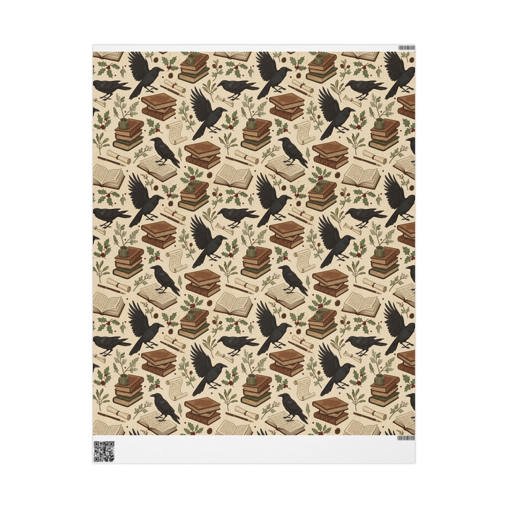 Bookish Raven Wrapping Paper — Literary Holiday Gift Wrap-Dark Academia